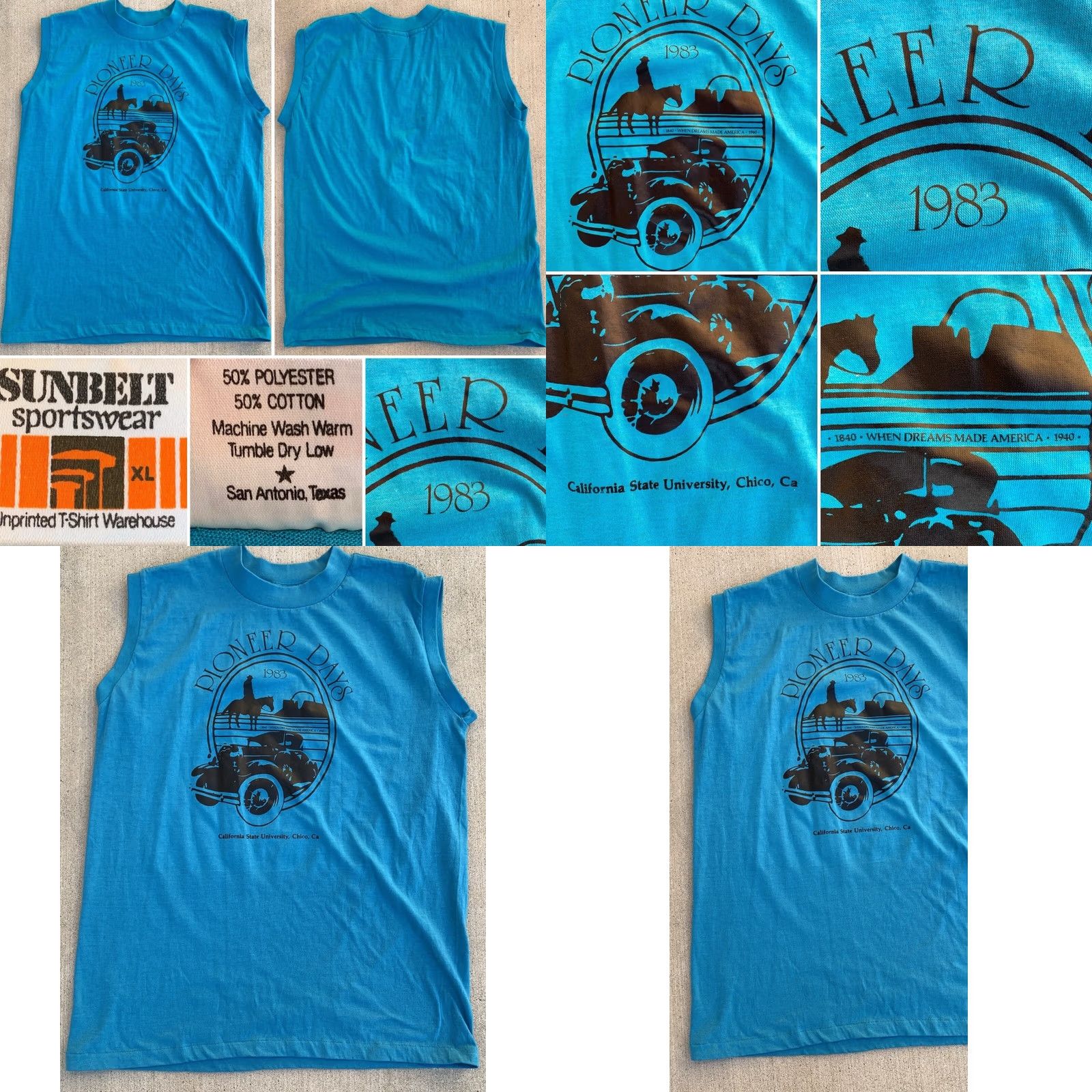 Vintage VINTAGE Sunbelt Sportswear Pioneer Days 1983 Chico State University Muscle Tee Sleeveless T Shirt L Men California University 80s Graphic Print Size US L / EU 52-54 / 3 - 9 Thumbnail