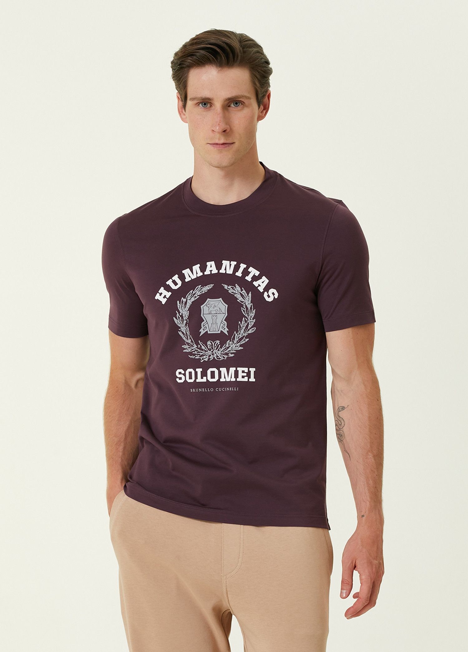 Brunello Cucinelli BRUNELLO CUCINELLI purple Humanitas logo t-shirt Small Size US S / EU 44-46 / 1 - 1 Thumbnail