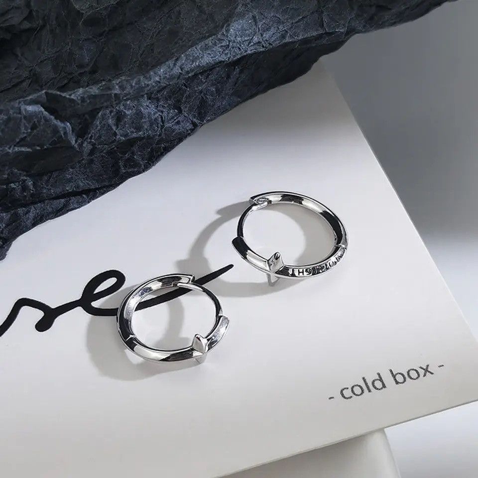 Jewelry × Vintage Unisex Stainless Steel Simple Small Cross Star Earrings Size ONE SIZE - 6 Thumbnail