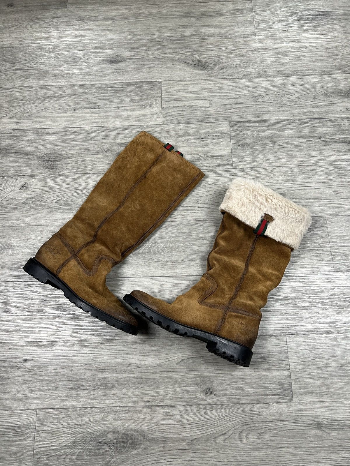 Gucci Gucci Saint Moritz Women Brown Suede Fur Lined Boot Size US 7.5 / IT 37.5 - 18 Thumbnail