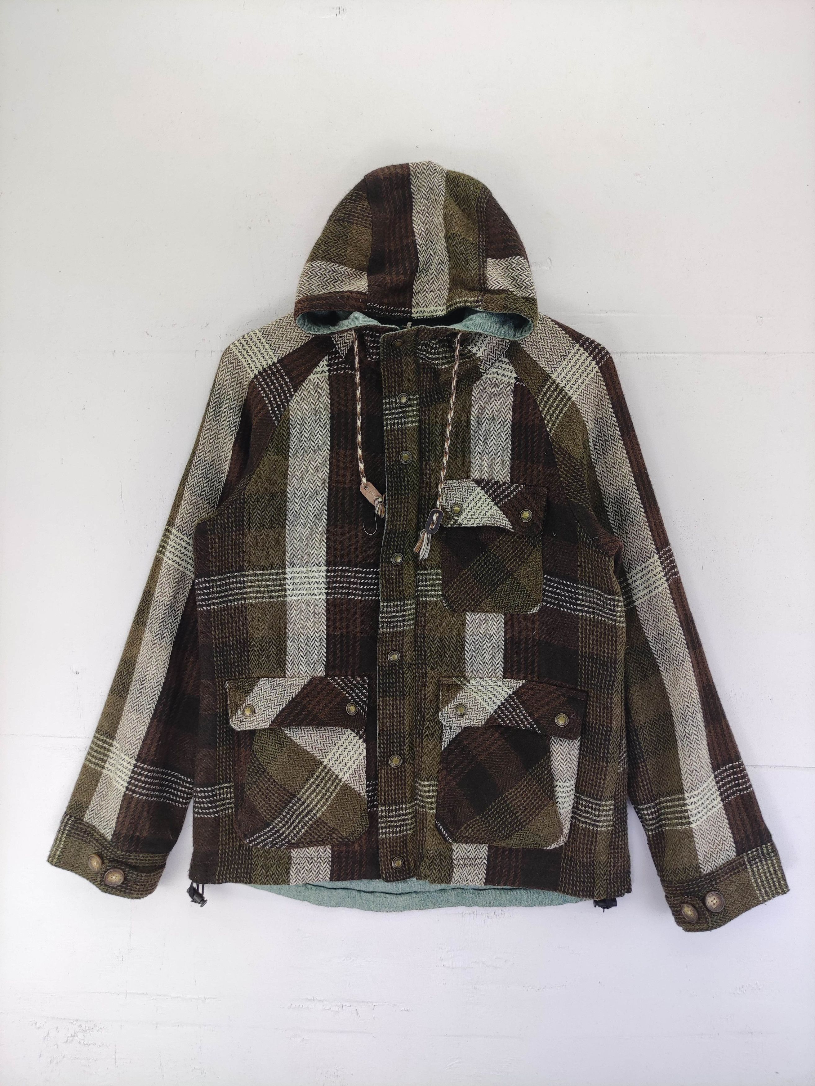 GRN Vintage Grn Wool Reversible Jacket Hoodie Zipper Size US M / EU 48-50 / 2 - 1 Thumbnail