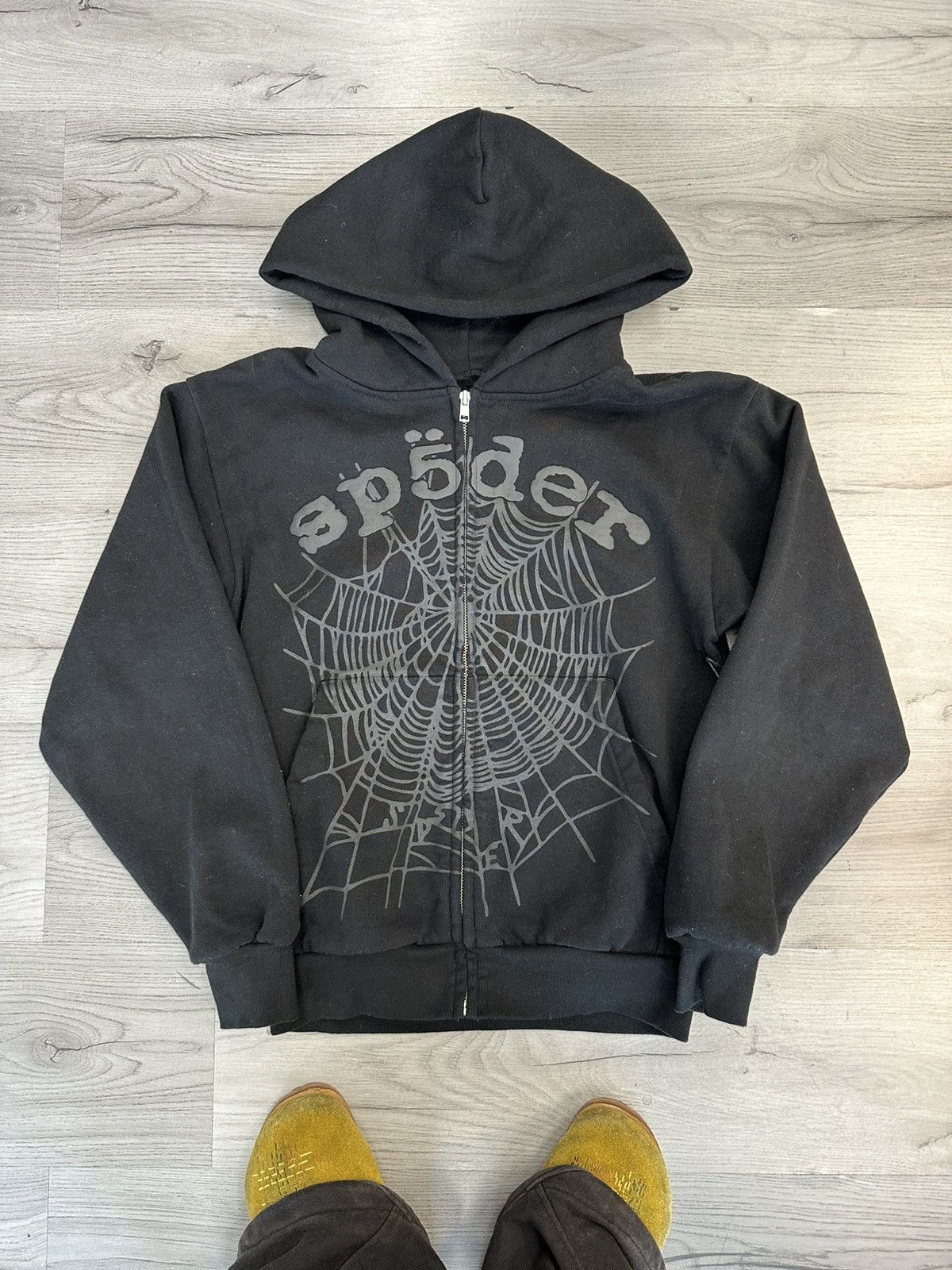 Sp5der Sp5der OG Web V2 Phantom Zip Up Hoodie Black | Grailed