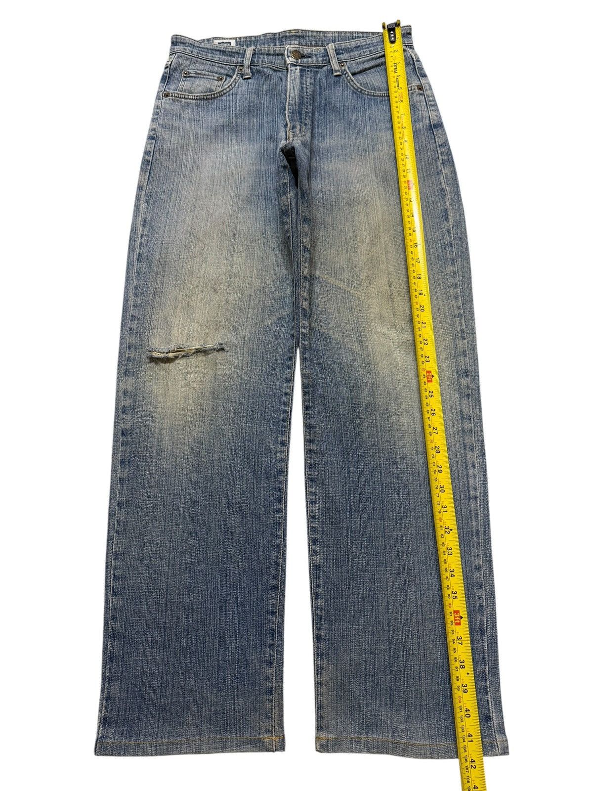 Edwin Vintage 90s Edwin 404 Mud Wash Faded Distress Wide Leg Jeans Size US 31 - 10 Thumbnail