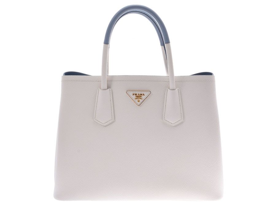 Prada 2way Handbag White Blue
