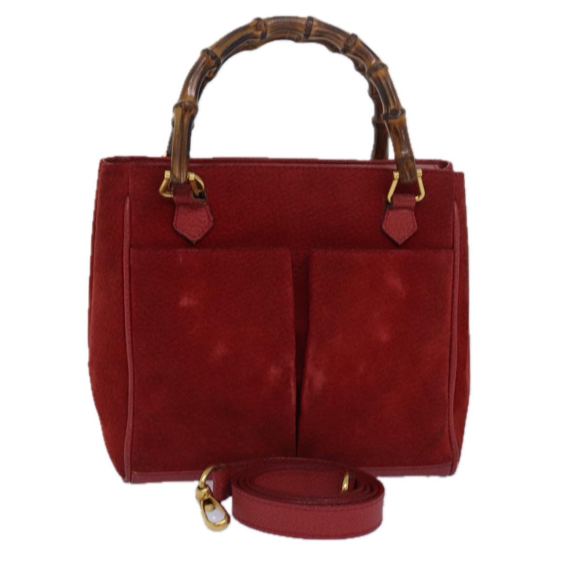 Gucci Bamboo Red Suede Handbag (Pre-Owned) Size ONE SIZE - 1 Thumbnail