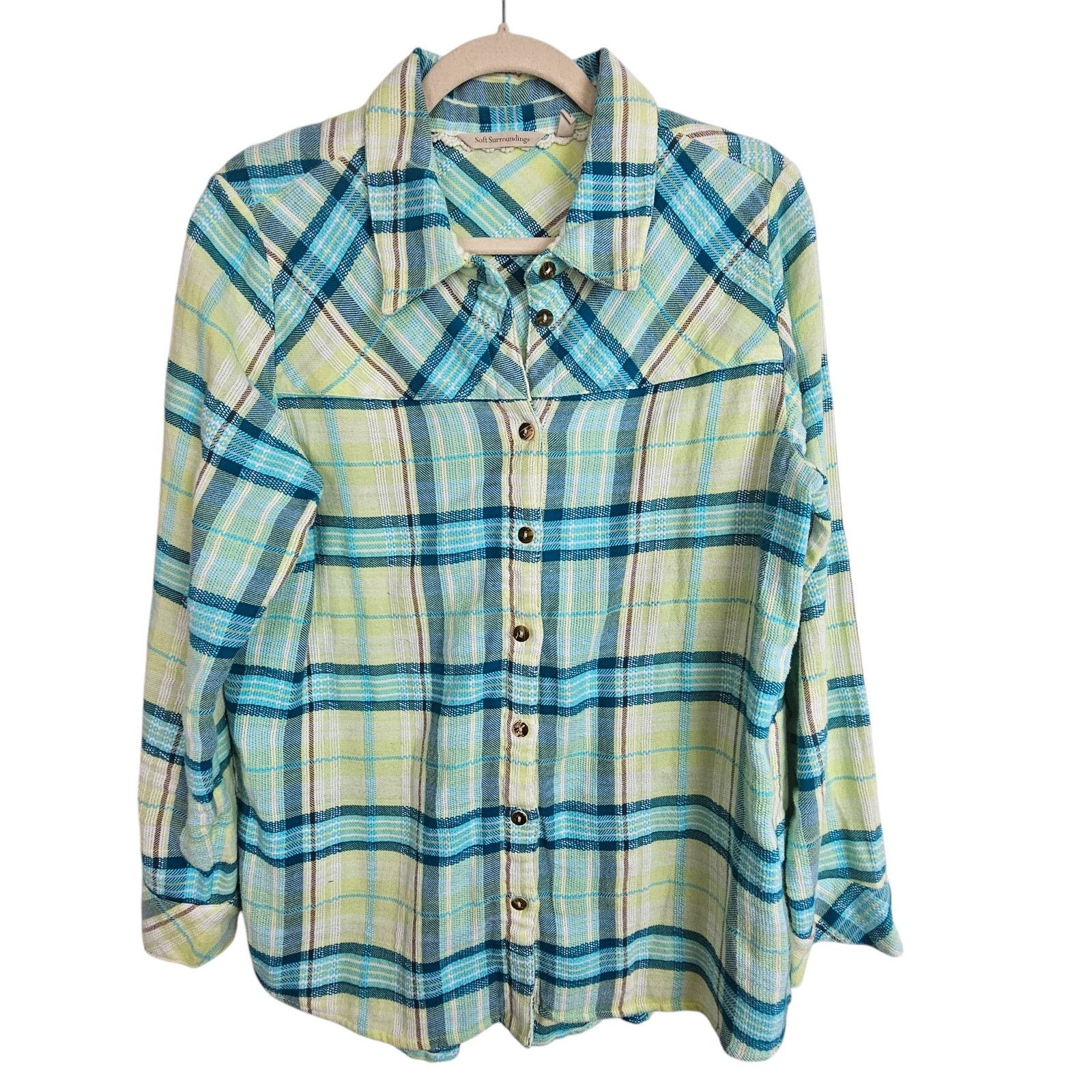 Soft Surroundings Soft Surroundings Womens Plaid Button Front Shirt M Cottage Size M / US 6-8 / IT 42-44 - 1 Thumbnail