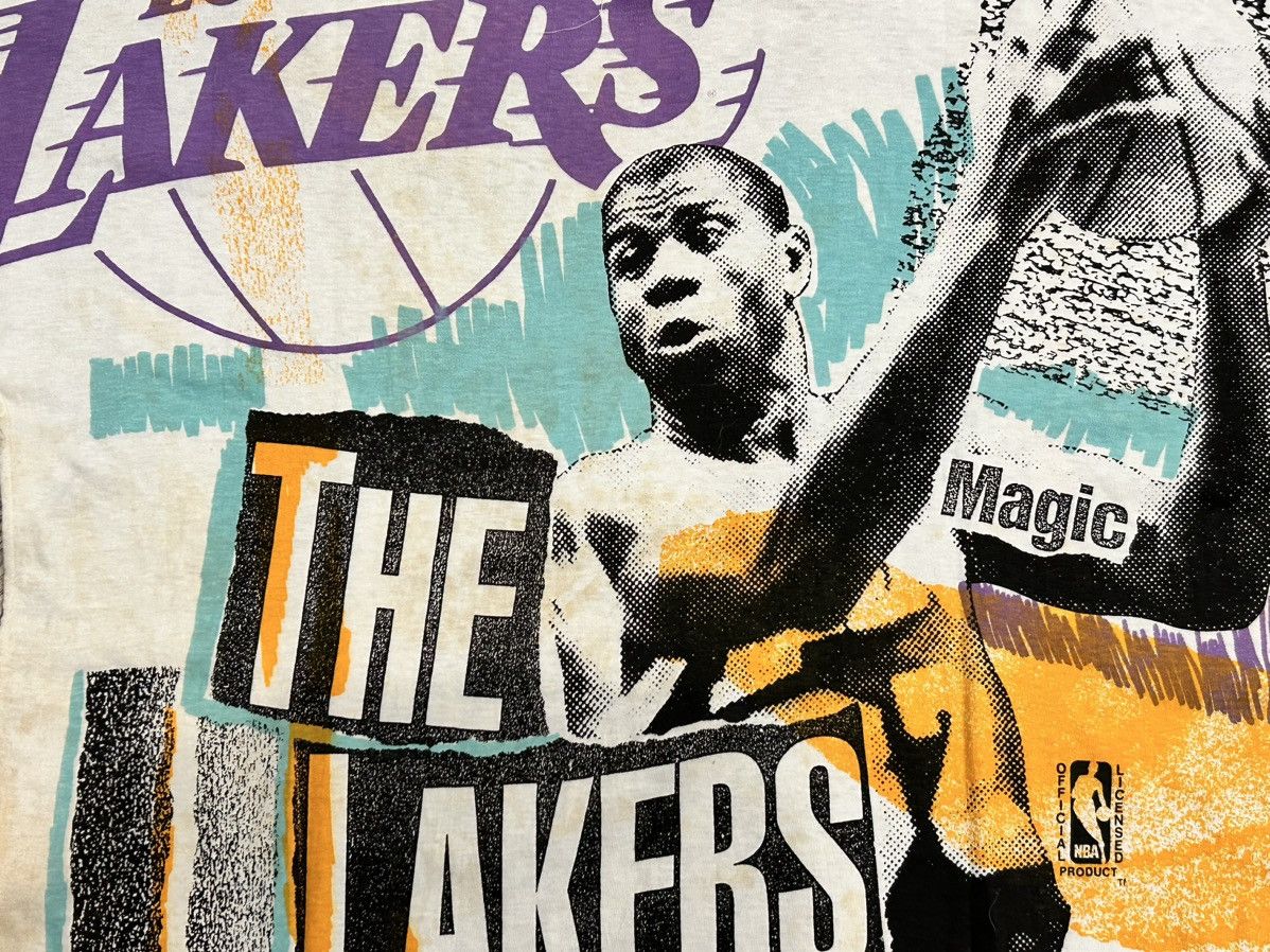 NBA × Vintage *RARE* Vintage L.A Lakers Magic Johnson AOP (Single Stitch) Size US XL / EU 56 / 4 - 6 Thumbnail