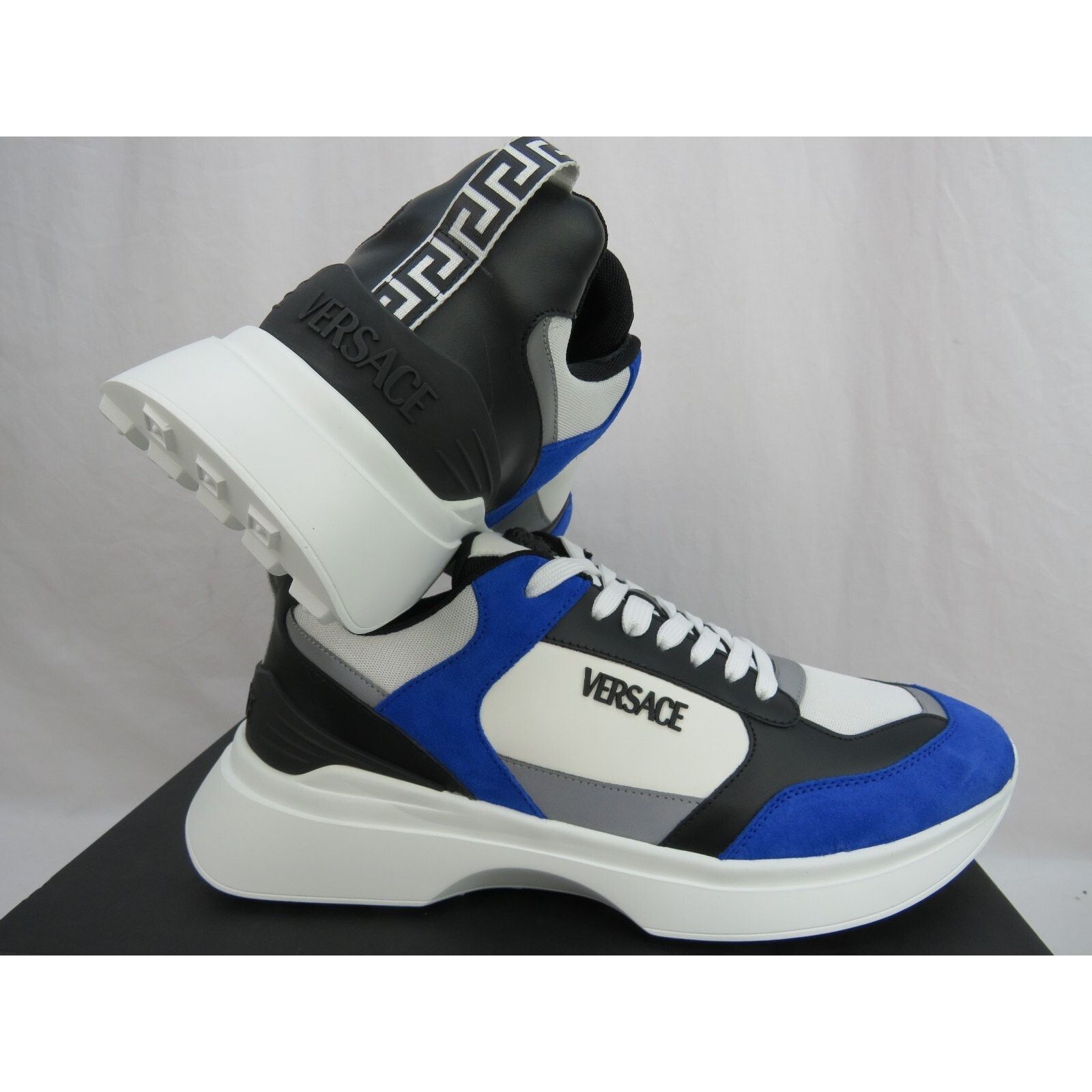 Versace VERSACE BLUE WHITE LEATHER MEDUSA HEAD PLATFORM SNEAKERS 45 Size US 12 / EU 45 - 11 Thumbnail