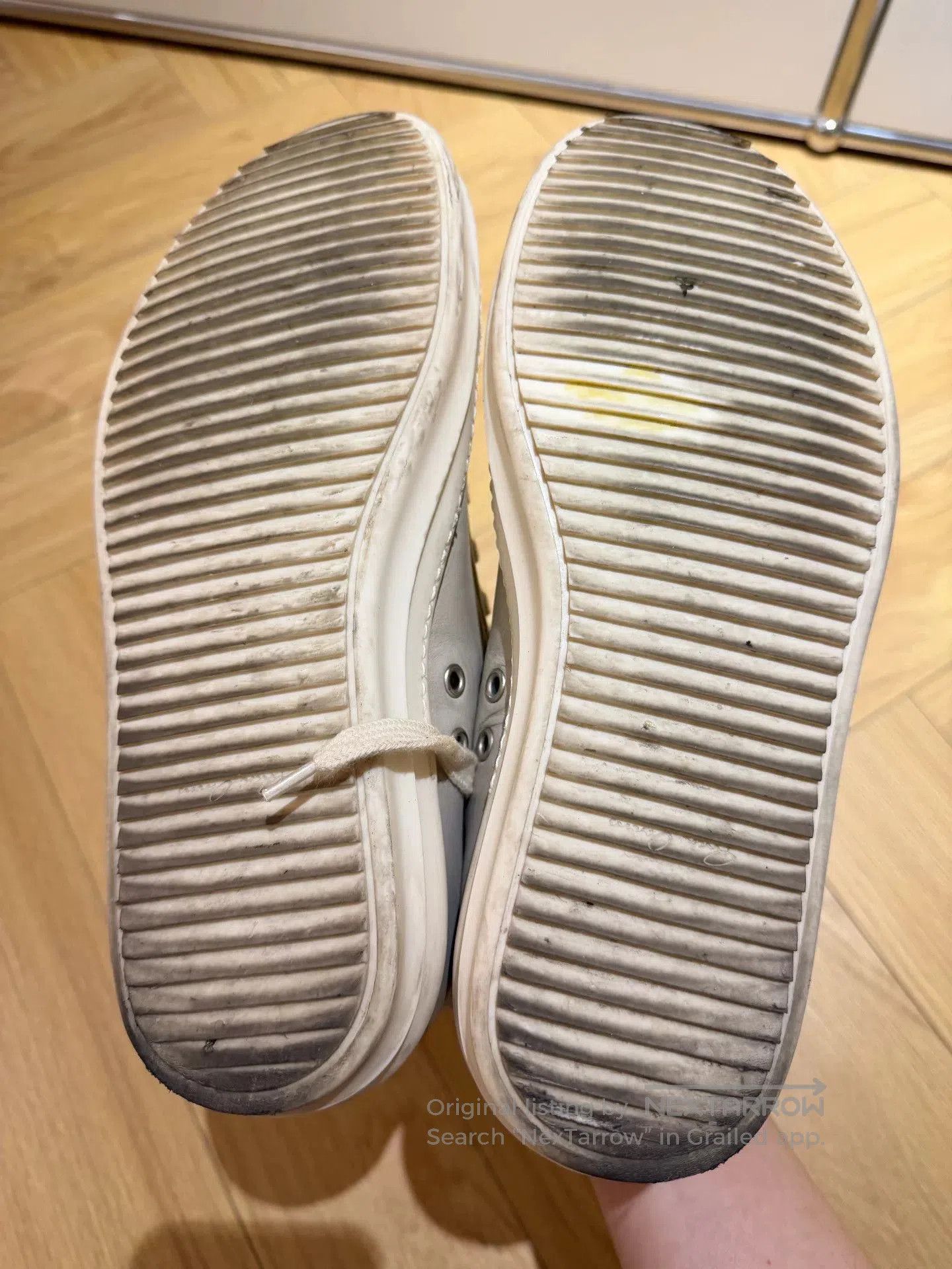 Rick Owens Rick Owens Gray Leather Low-Top Sneakers. Size US 5 / EU 37 - 4 Thumbnail