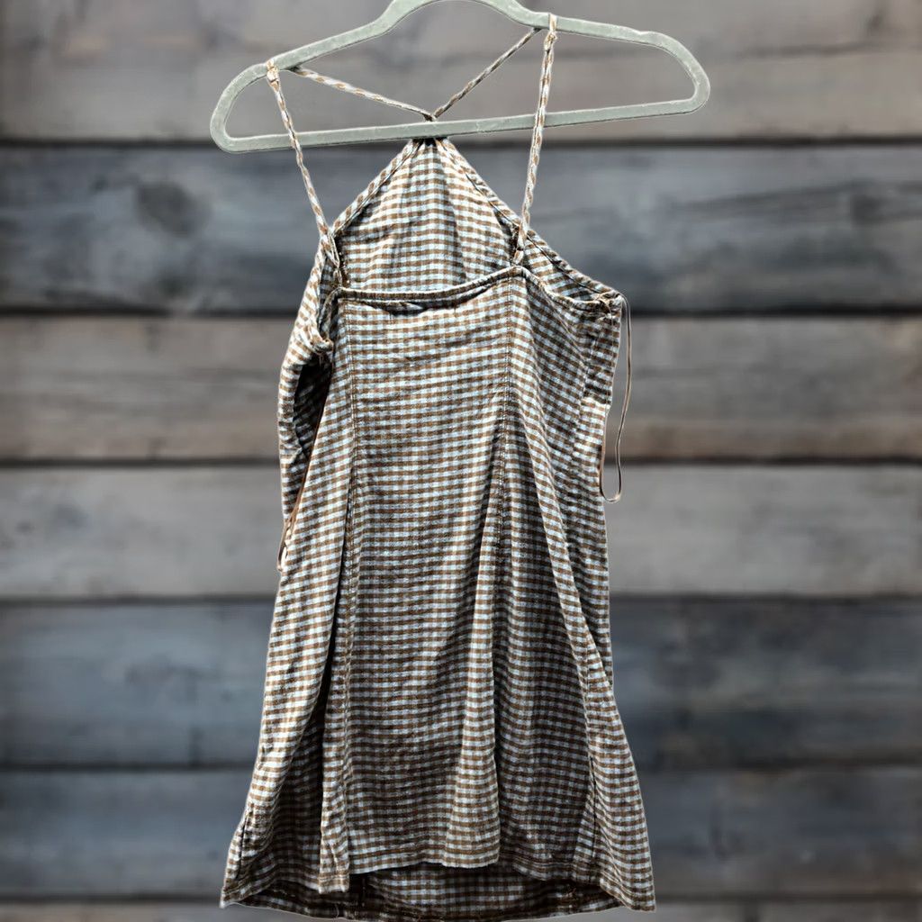 Urban Outfitters VINTAGE? No. Urban Outfitters BDG Gingham Halter Mini Dress Womens M Linen Blend Blue Brown Size M / US 6-8 / IT 42-44 - 1 Thumbnail