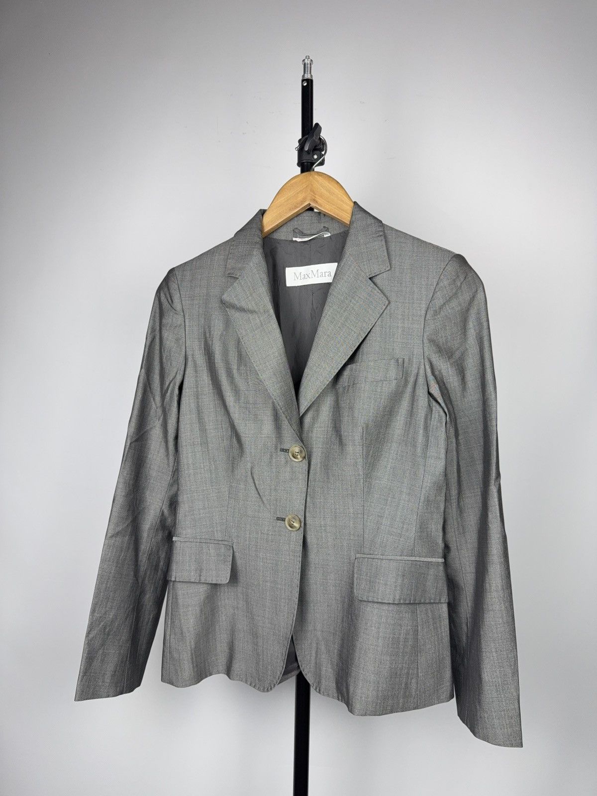 Max Mara Luxury Retro Style 00s MaxMara Grey Tailored Blazer Jacket Size S / US 4 / IT 40 - 1 Thumbnail