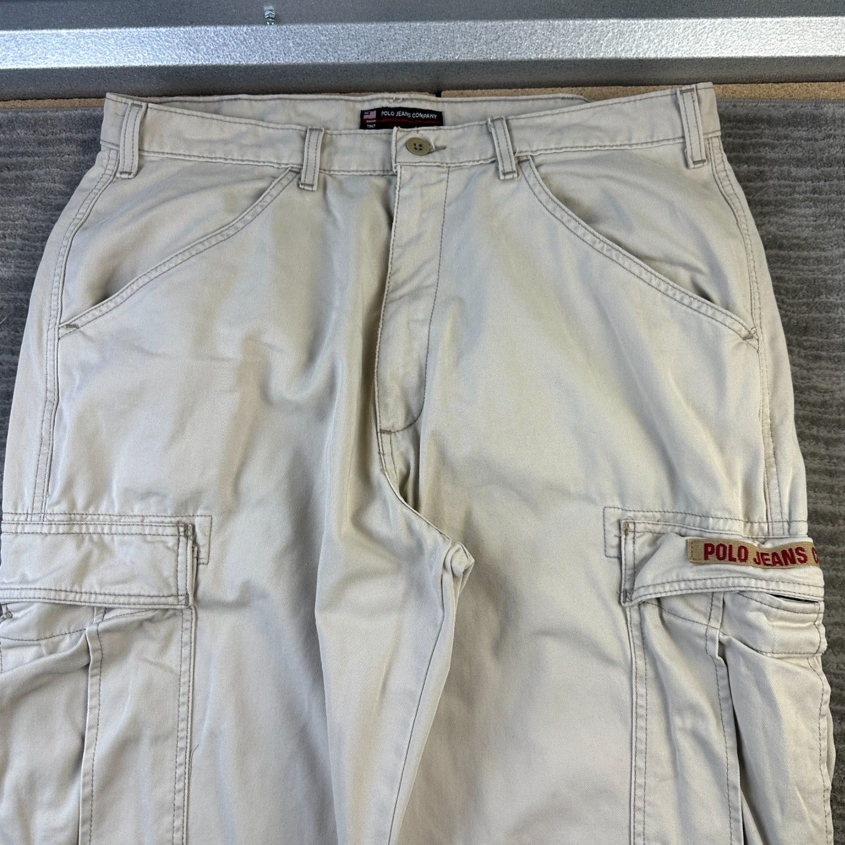 Ralph Lauren Ralph Lauren Polo Jeans Co Pants Mens 34x30 Cargo Wide Leg Tan Beige 5-Pocket Regular Inseam 30 Made by Polo Jeans Co Mens Cargo Pants Size US S / EU 44-46 / 1 - 4 Thumbnail