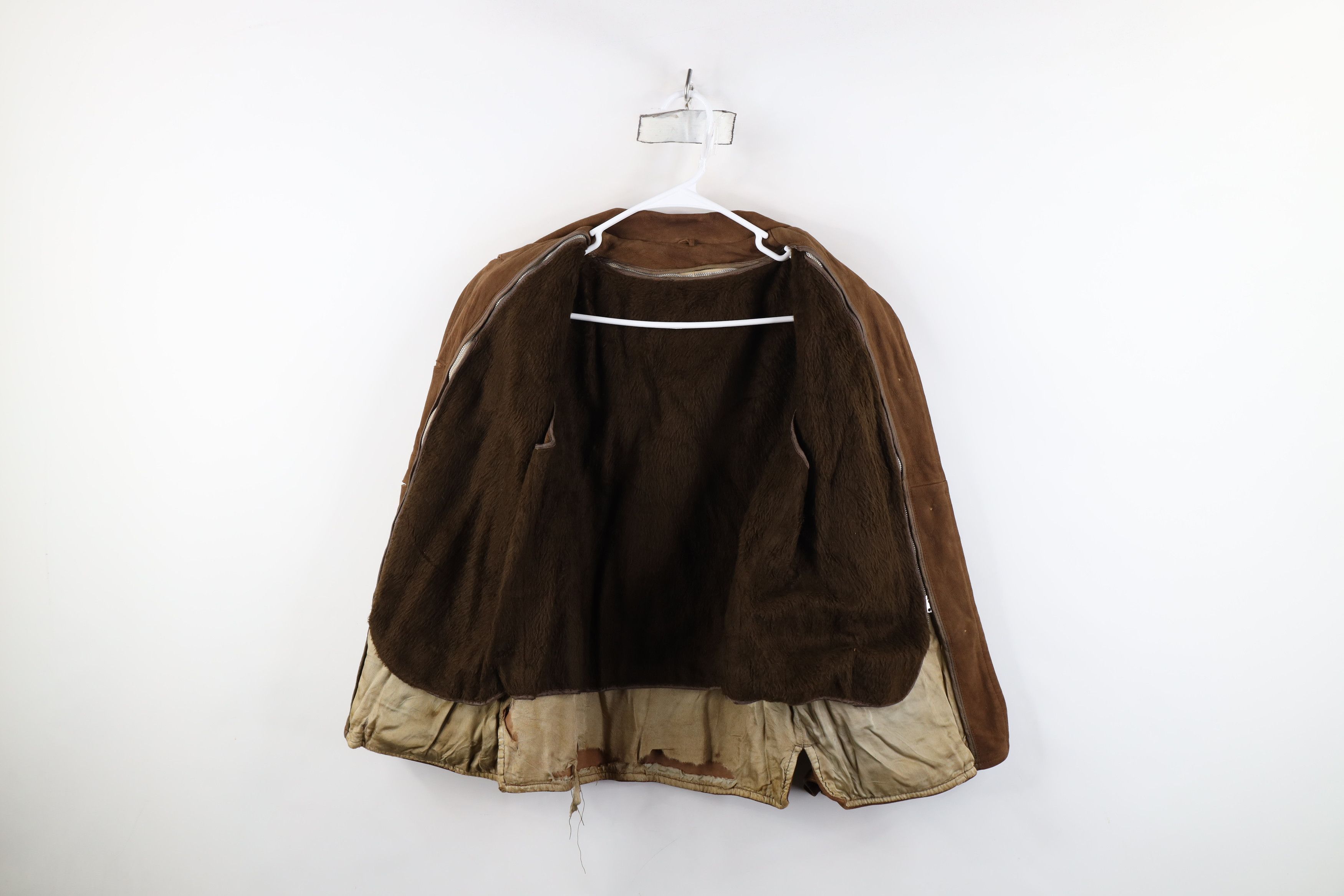Vintage Vintage 50s Streetwear Lined Suede Leather Jacket Brown Size S / US 4 / IT 40 - 9 Thumbnail