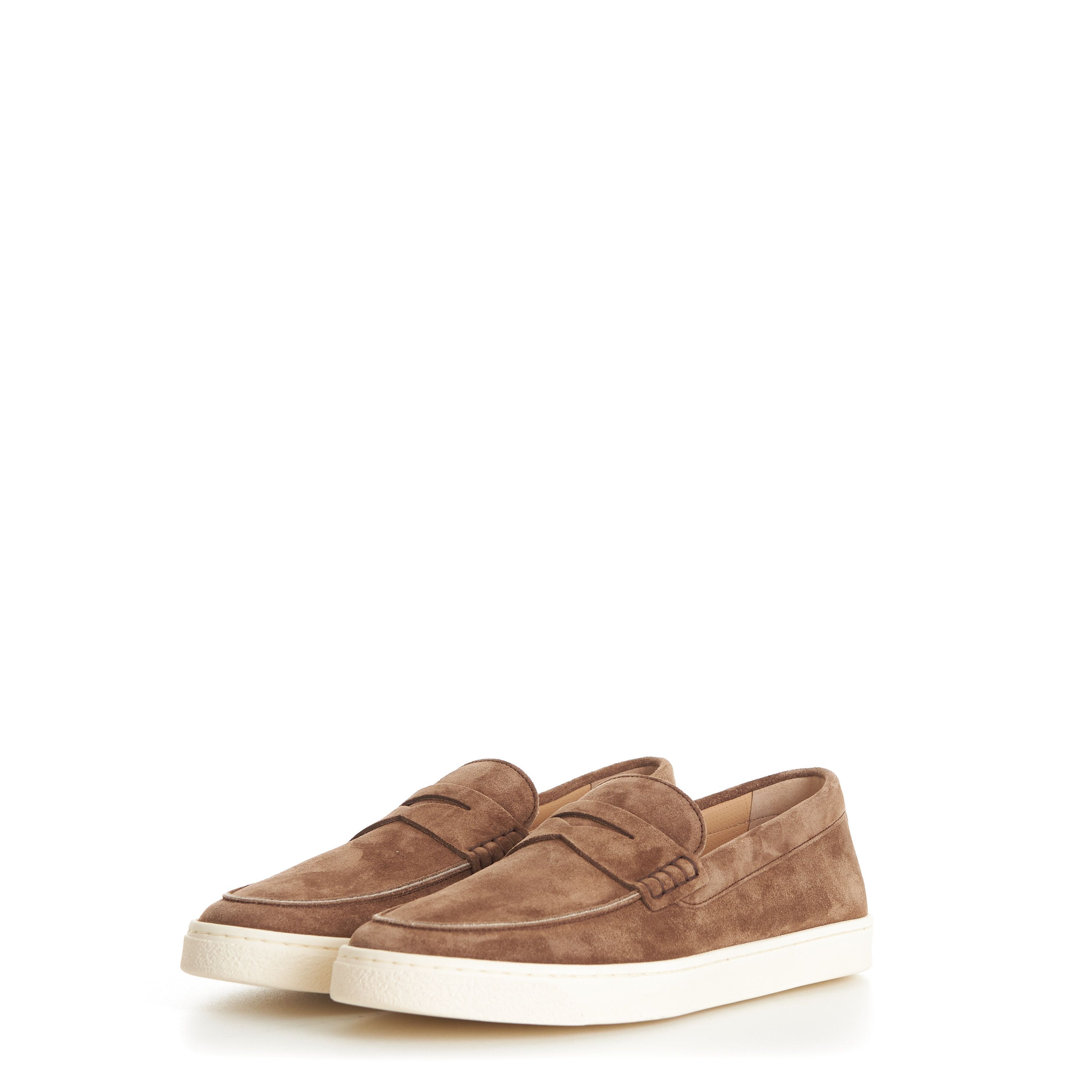 Brunello Cucinelli Chestnut Brown Suede Loafer Sneakers - Natural Rubber Sole Size US 7 / EU 40 - 4 Thumbnail