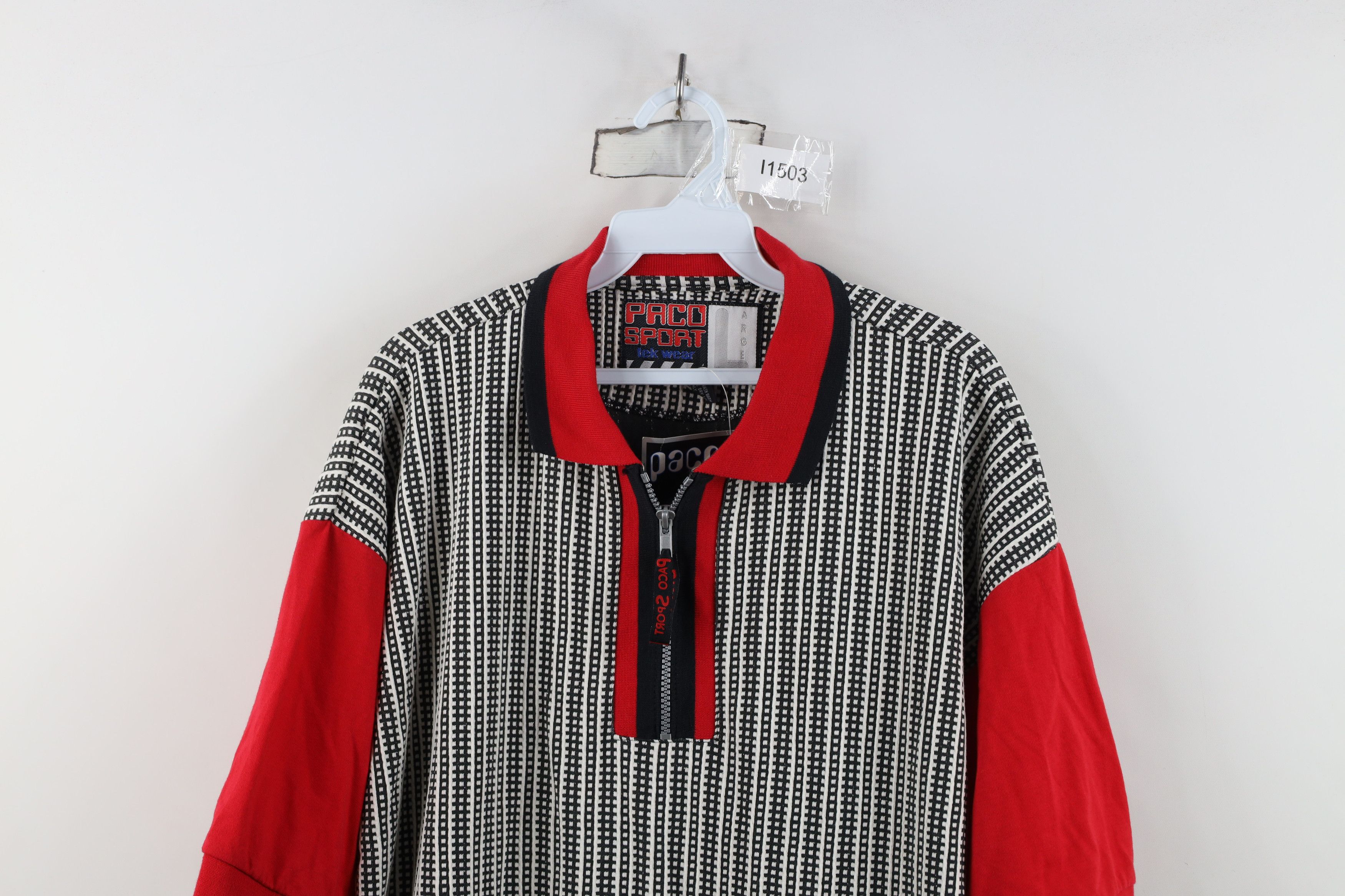 Vintage Deadstock Vintage 90s Streetwear Striped Baggy Half Zip Polo Size US L / EU 52-54 / 3 - 2 Thumbnail