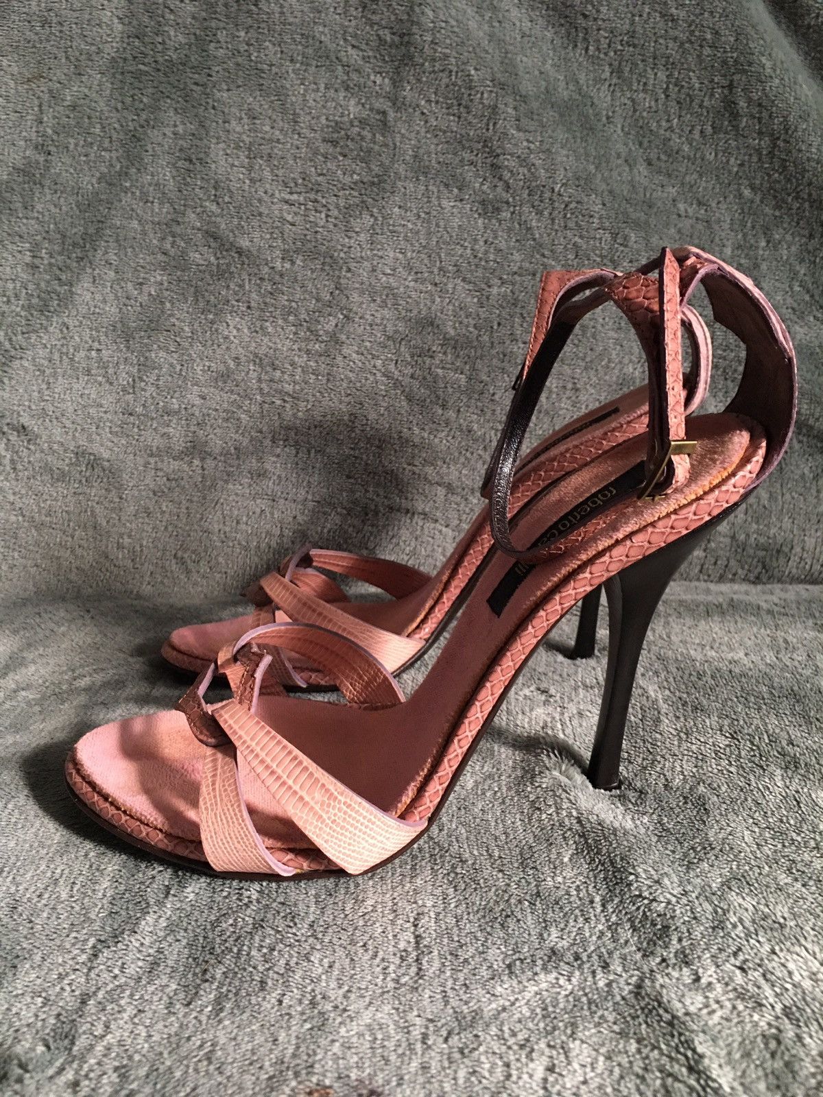 Roberto Cavalli Roberto Cavalli Snakeskin Strappy Leather Heels Sandals EU37 Size US 7 / IT 37 - 4 Thumbnail