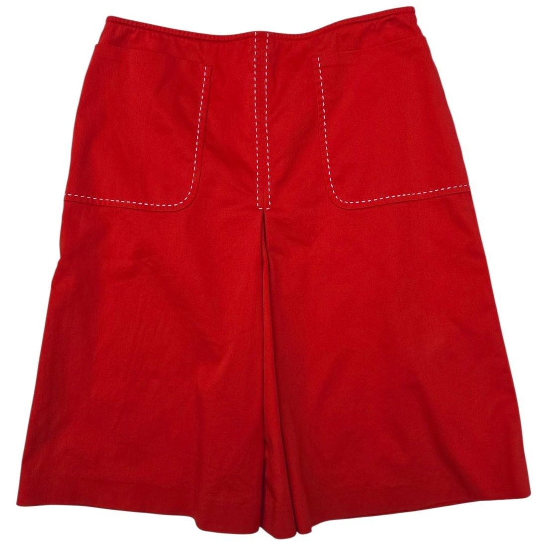 Loft Ann Taylor Loft | Red A-Line Skirt w/White Stitching |Size 2 Size 26" / US 2 / IT 38 - 1 Thumbnail