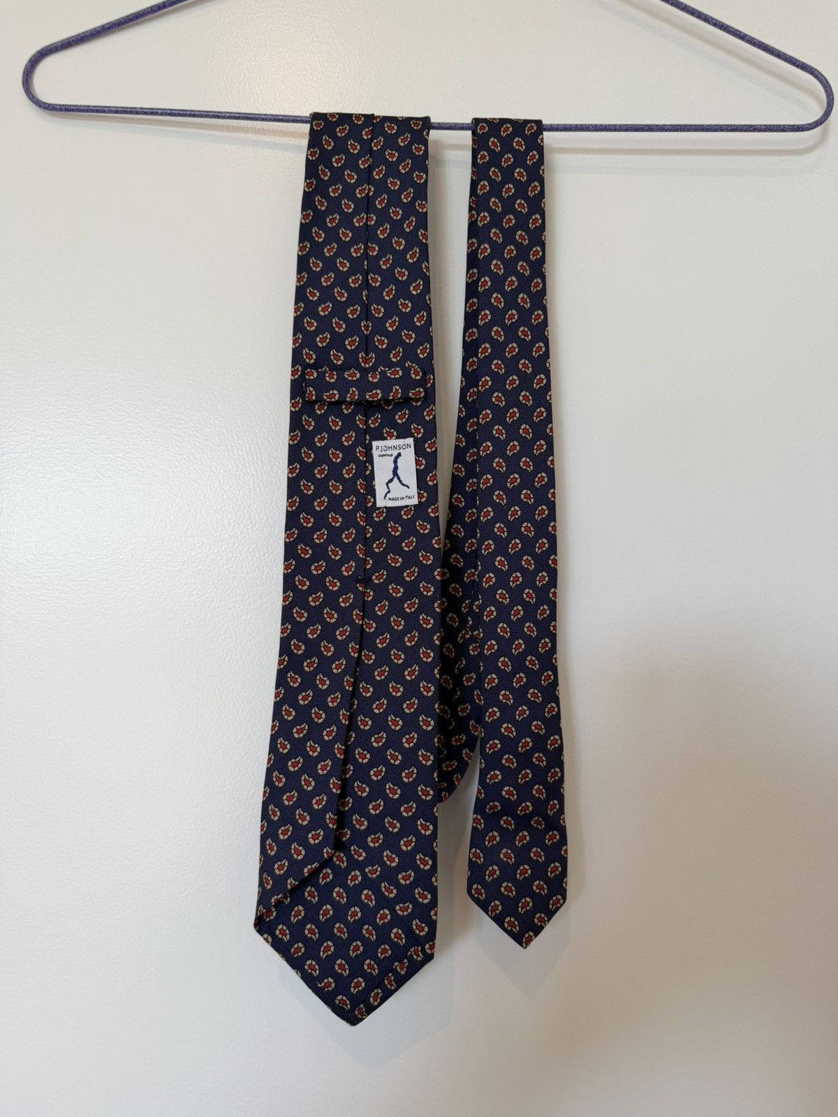 P. Johnson Silk Navy Paisley Tie From Como Size ONE SIZE - 2 Thumbnail