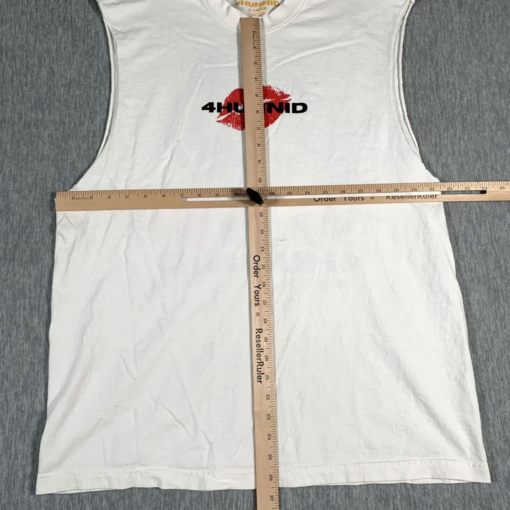Vintage 4Hunnid Shirt Mens XL White Sleeveless Tank Top Graphic Lips Back 4Hunnid Hotline Artwork Mens XL White Graphic Print Back Size US XL / EU 56 / 4 - 7 Thumbnail