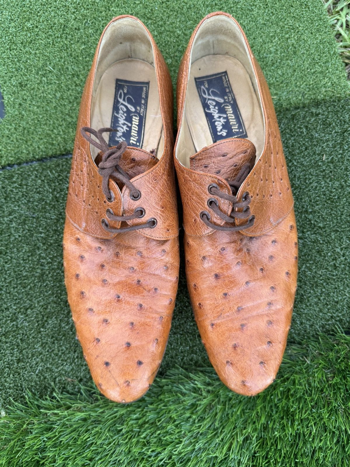 Mauri Rare Mauri for Leighton’s Italy Ostrich Leather Oxfords 11D Size US 11 / EU 44 - 2 Thumbnail