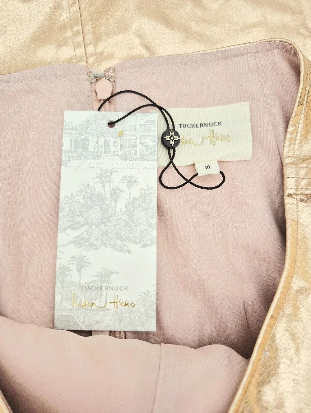 Other Tuckernuck x India Hicks Rose Gold Metallic London Skirt NWT Size 32" / US 10 / IT 46 - 13 Thumbnail