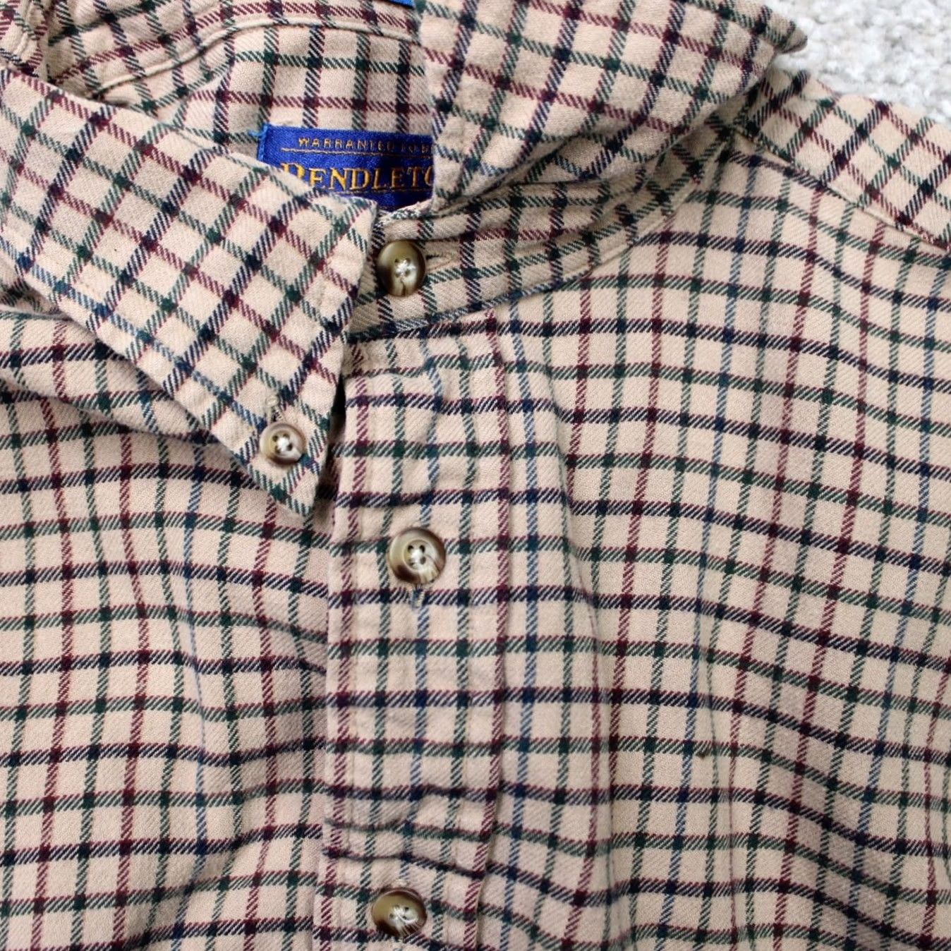 Pendleton Pendleton Shirt Mens Large Brown/Green Plaid Flannel 100% Cotton Long Sleeve Button-Up Size US L / EU 52-54 / 3 - 7 Thumbnail