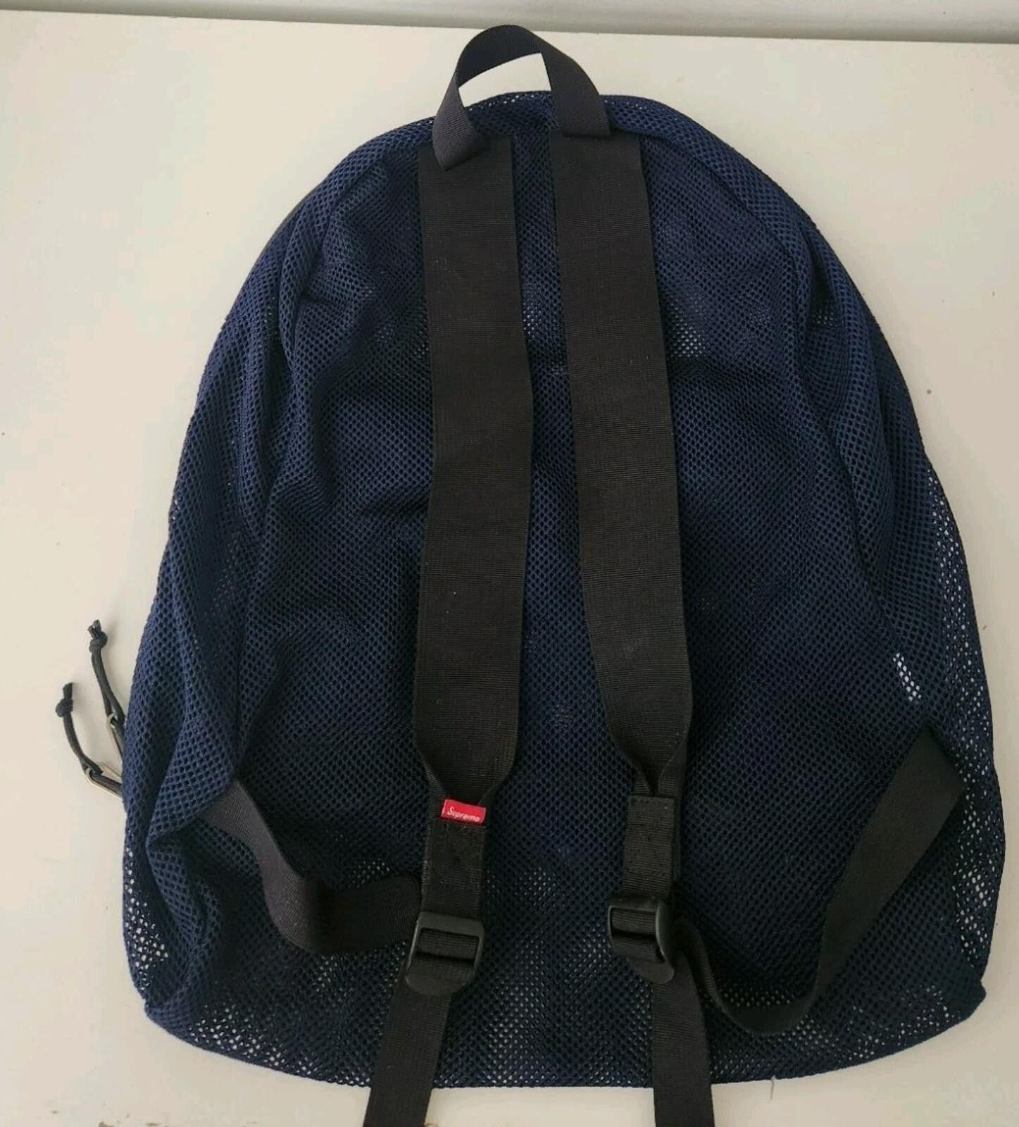 Supreme SS16 Supreme mesh backpack navy Bag Red Box Logo | Grailed