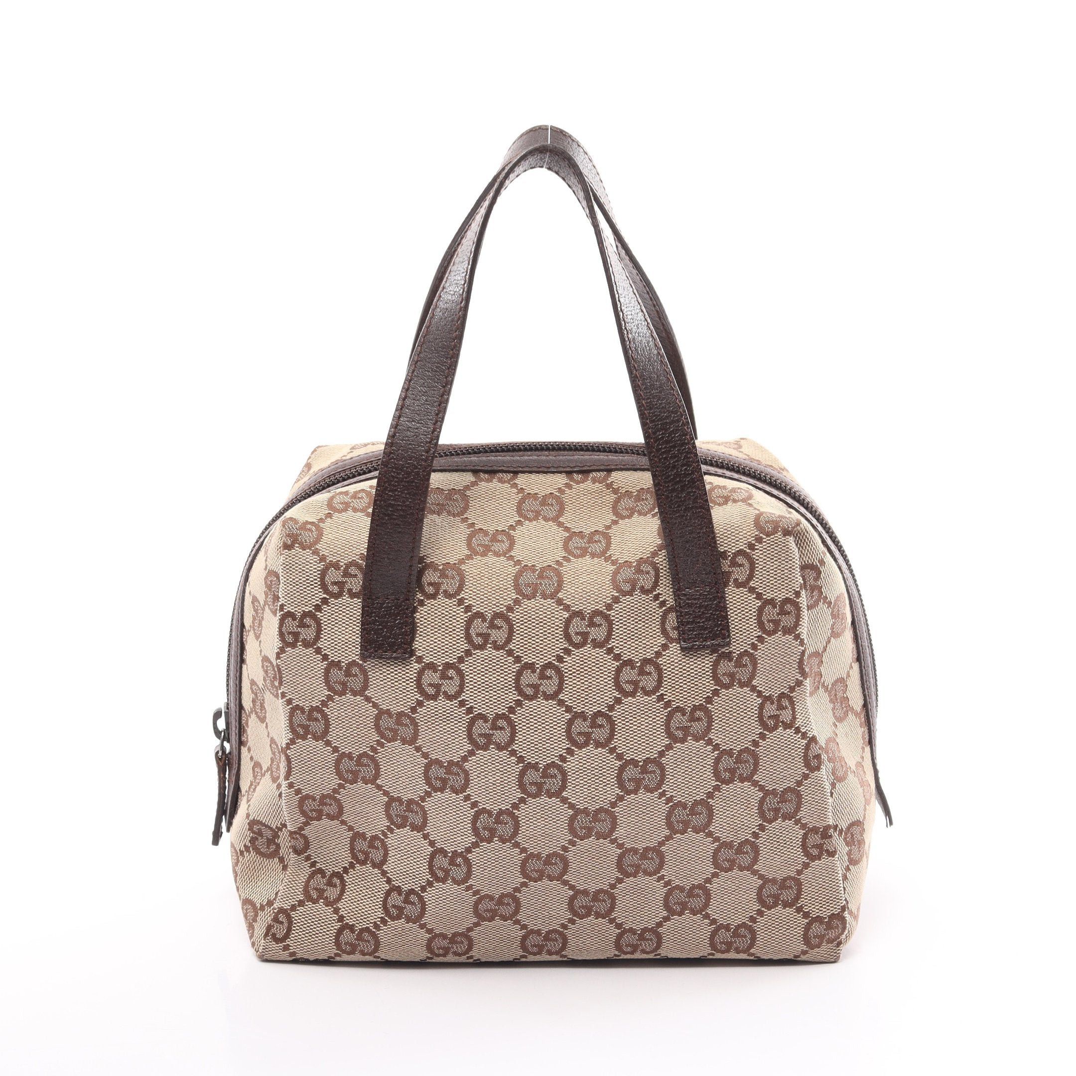 image of Gucci Gg Canvas Handbag Canvas Leather Beige Dark Brown, Women's