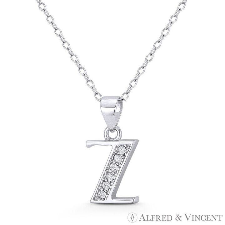 Other Initial Letter "Z" Block Script CZ Crystal Pendant Size ONE SIZE - 1 Preview