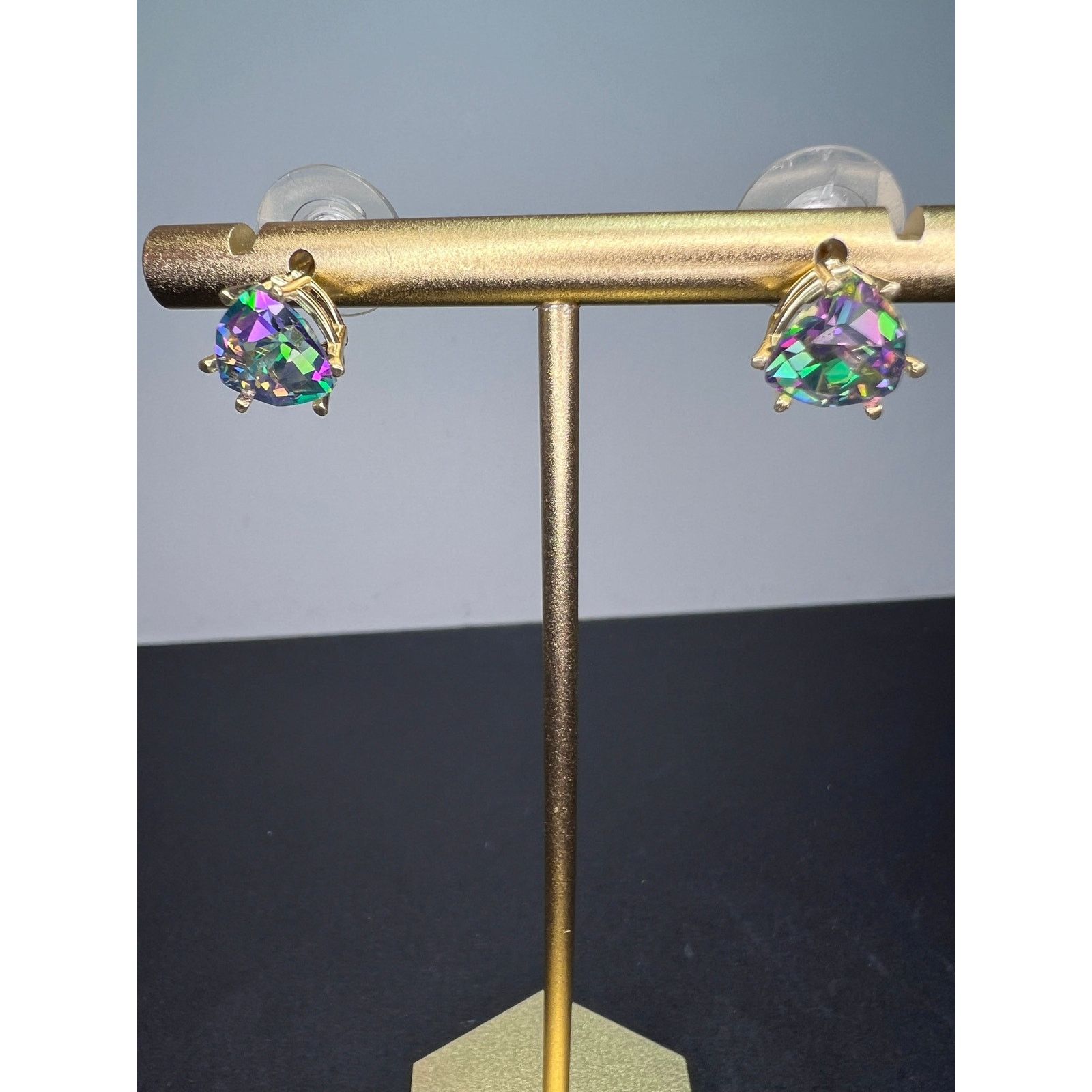 Other 14k gold trilliant mystic fire topaz stud earrings Size ONE SIZE - 2 Thumbnail