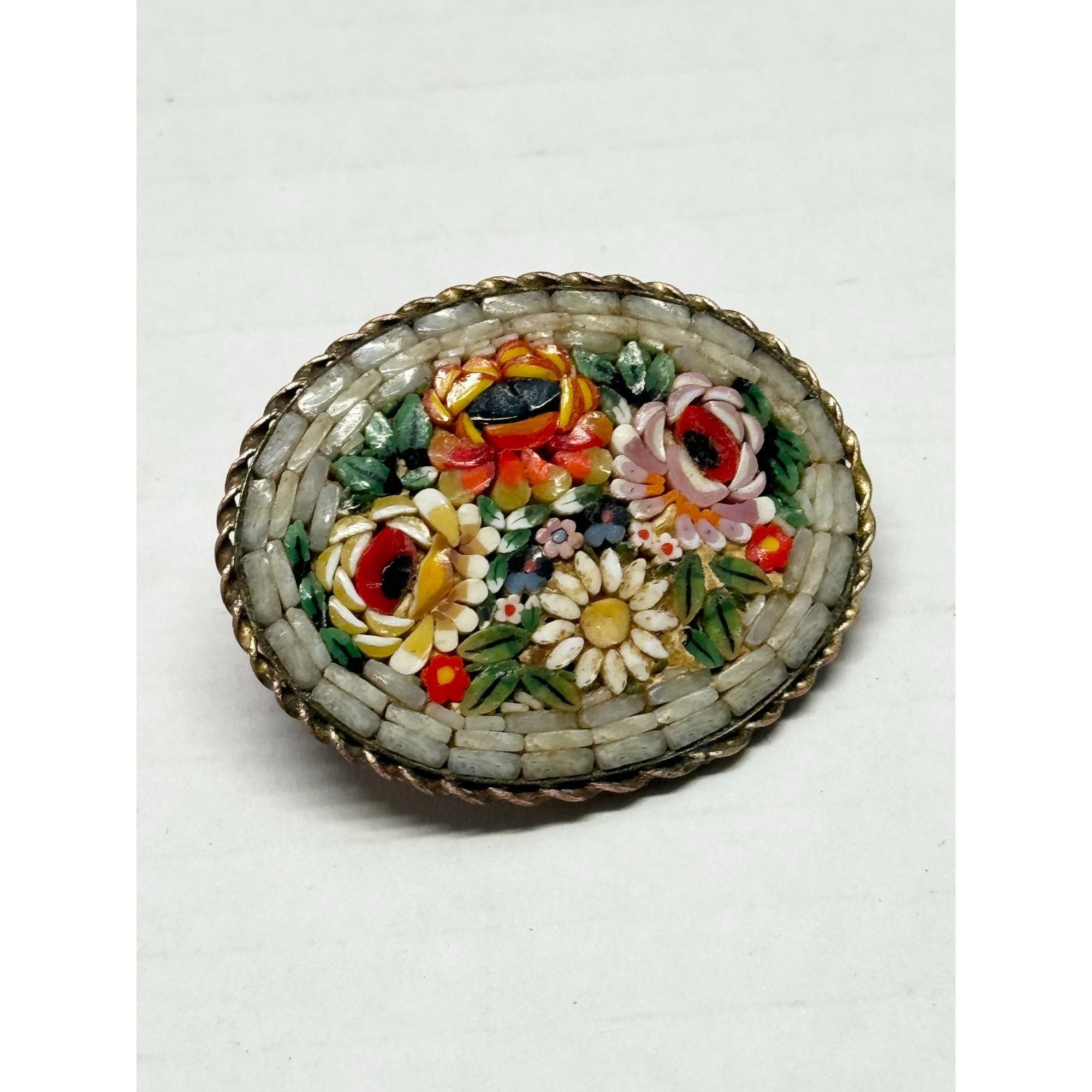 Vintage Vintage micro mosaic floral brooch pin Size ONE SIZE - 2 Thumbnail