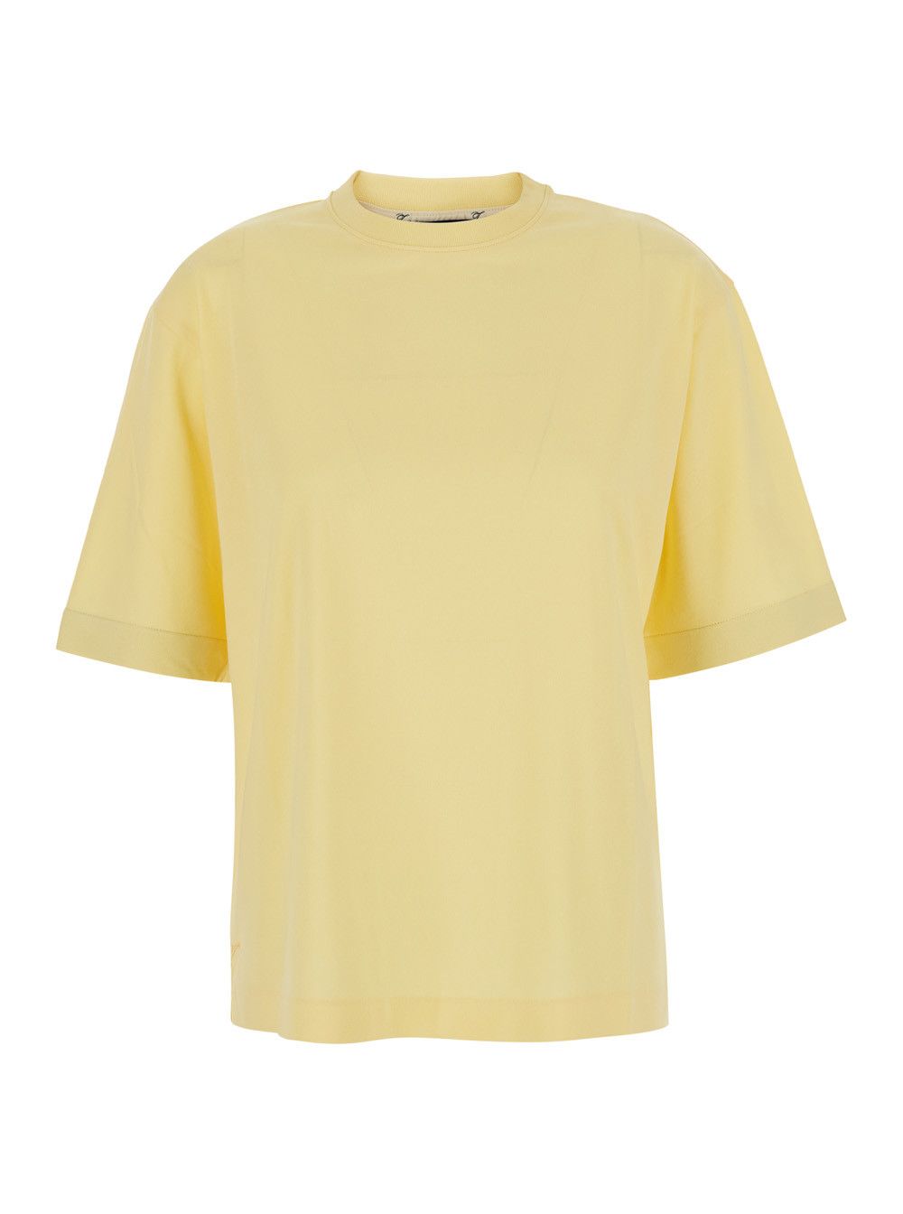 Jacquemus 'LE TSHIRT VENTADOU' yellow T-shirt crew neck with gros grain logo on the back in tech fabric for women Size S / US 4 / IT 40 - 1 Thumbnail