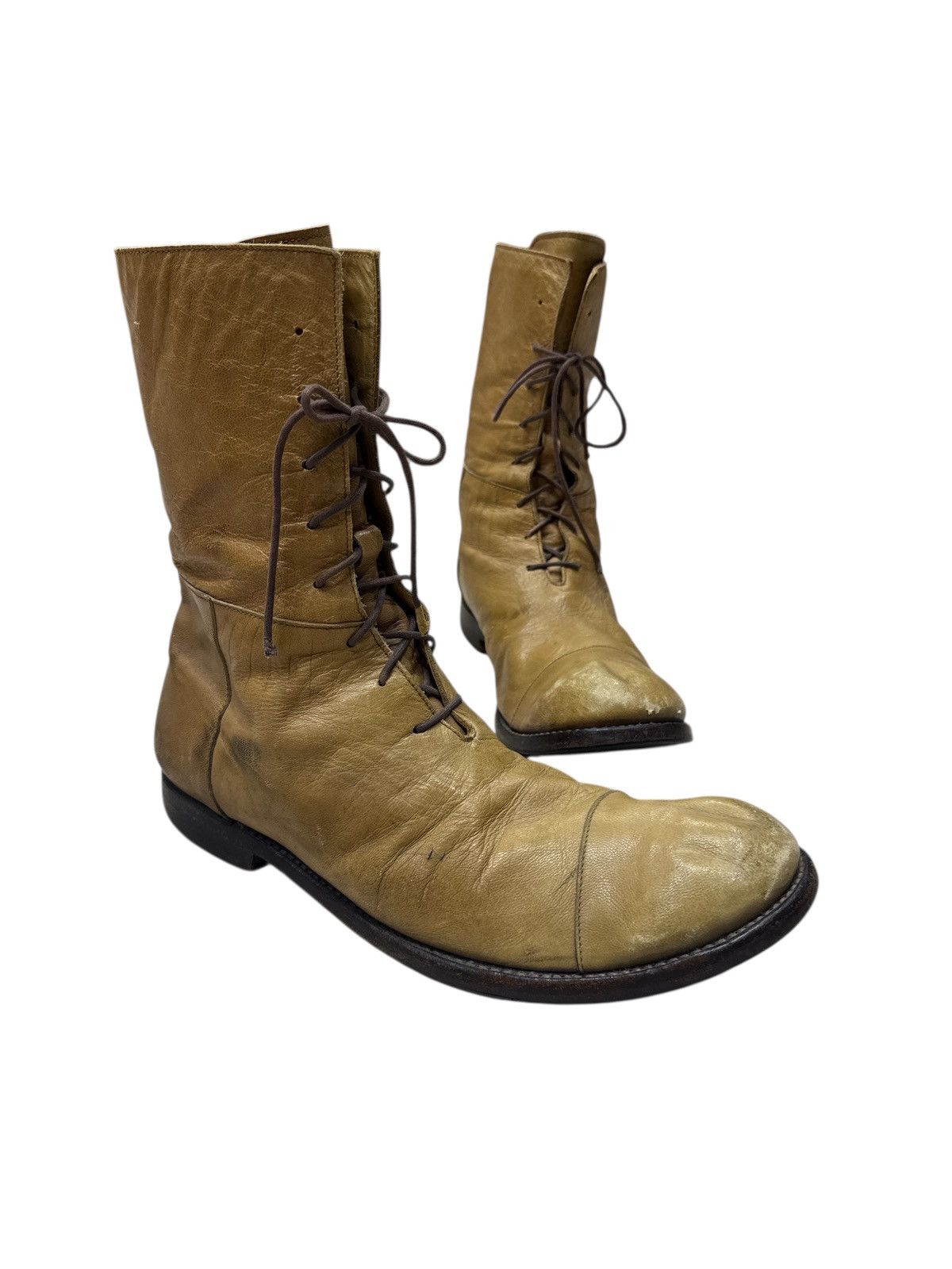 Japanese Brand PARANOID JAPAN FULL LEATHER HI CUT LACE UP BOOTS Size US 8.5 / EU 41-42 - 5 Thumbnail
