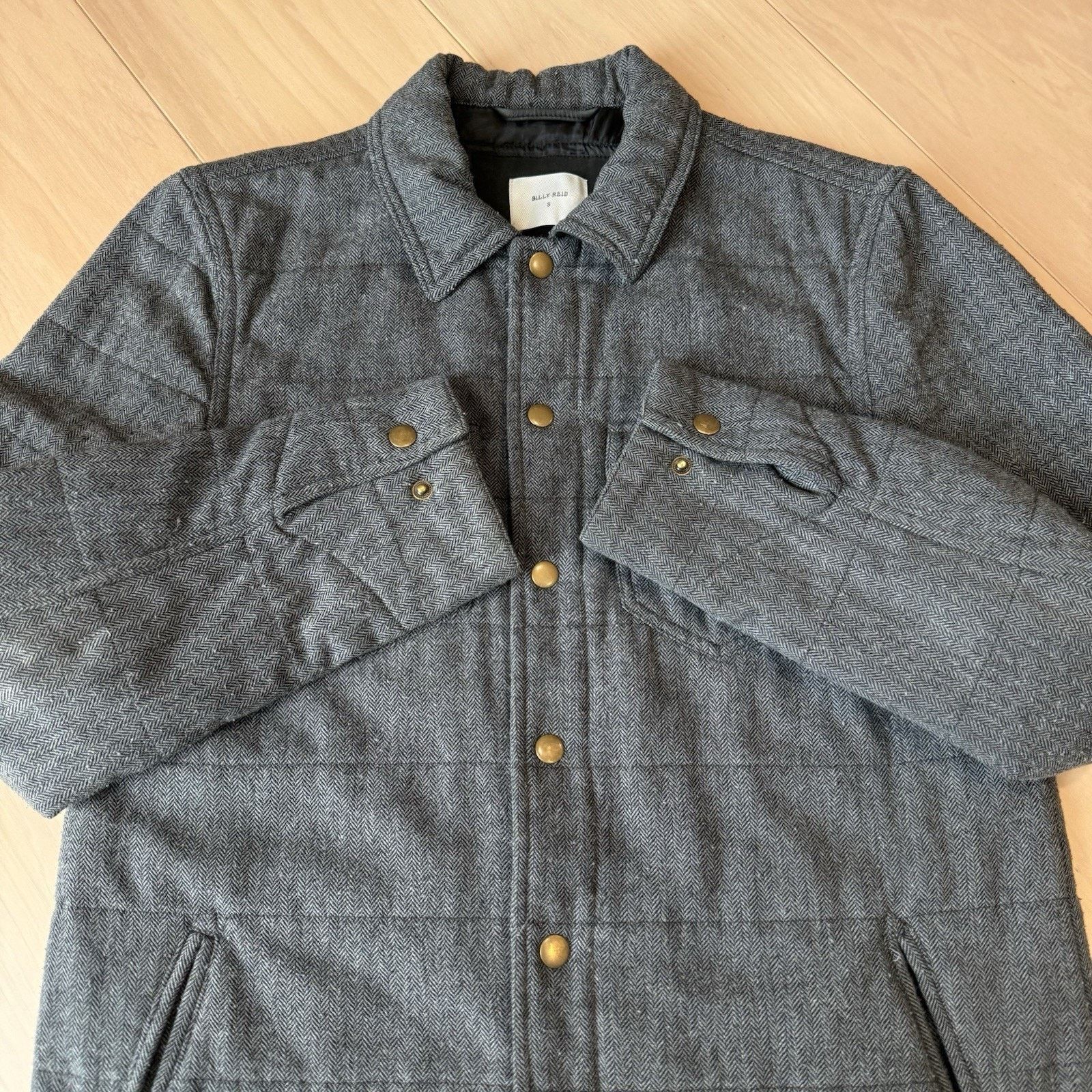 Billy Reid Billy Reid Shirt Jacket Small Gray Black Herringbone LS Size US S / EU 44-46 / 1 - 3 Thumbnail