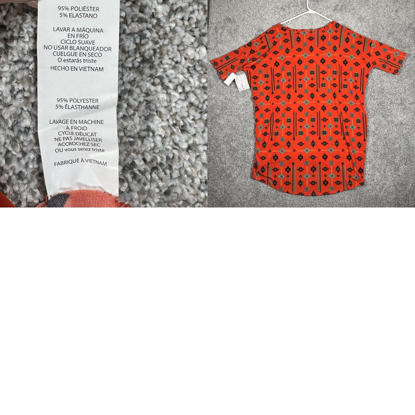 Vintage LuLaRoe Tunic Blouse Shirt L Orange Aztec Southwestern Boho Oversized Geometric Short Sleeve Scoop Neck Pullover Women Regular Modern Holiday 90s? Size L / US 10 / IT 46 - 8 Thumbnail