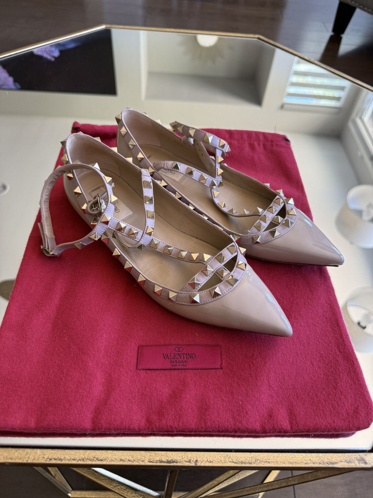 Valentino Valentino Rockstud Patent Leather Ballet Flats Size US 8 / IT 38 - 1 Thumbnail