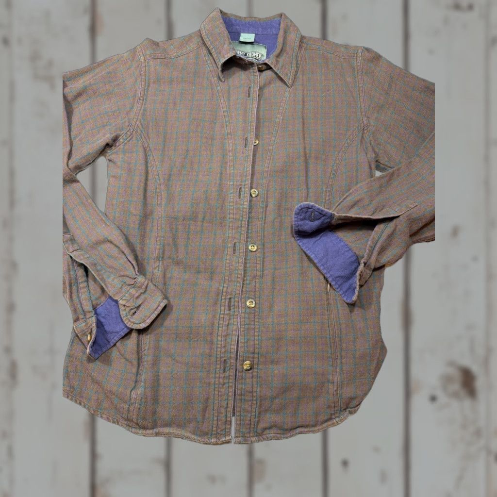 Vintage Stormy Kromer Shirt Plaid Purple Brown Flannel Long Sleeve Button Pockets Womens Size S / US 4 / IT 40 - 1 Thumbnail