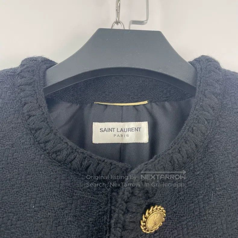 Saint Laurent Paris Saint Laurent Paris Black Tweed Little Black Jacket Size S / US 4 / IT 40 - 3 Thumbnail