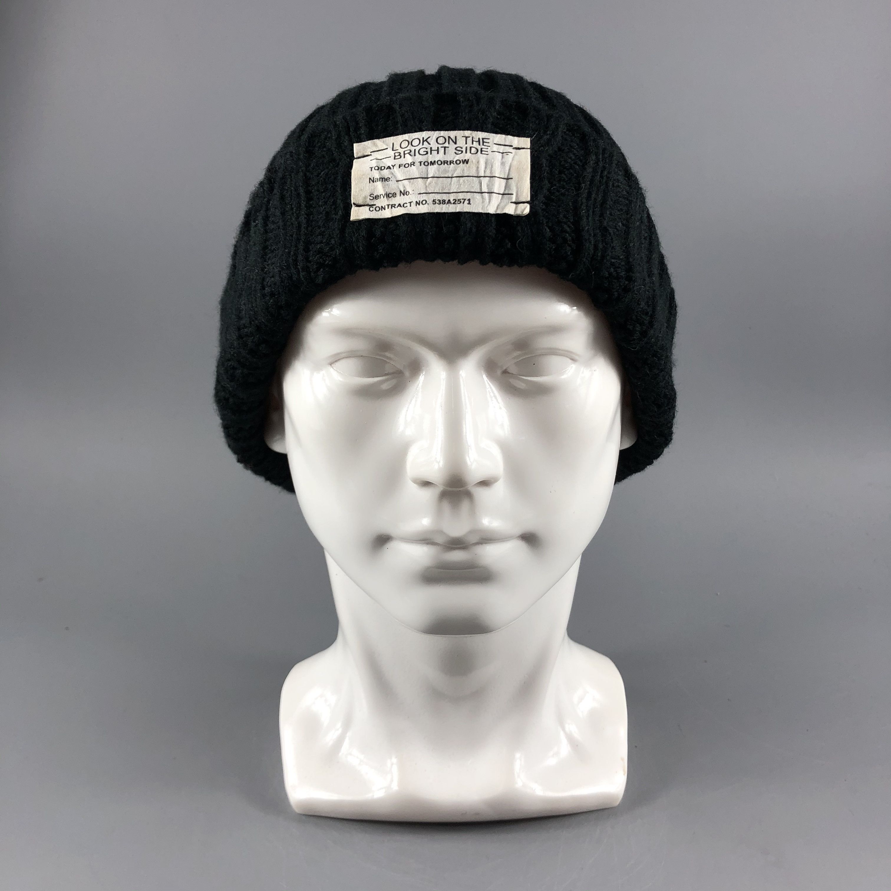 image of Vintage Gu Hats Knit Beanie Black Snow Cap B281, Men's