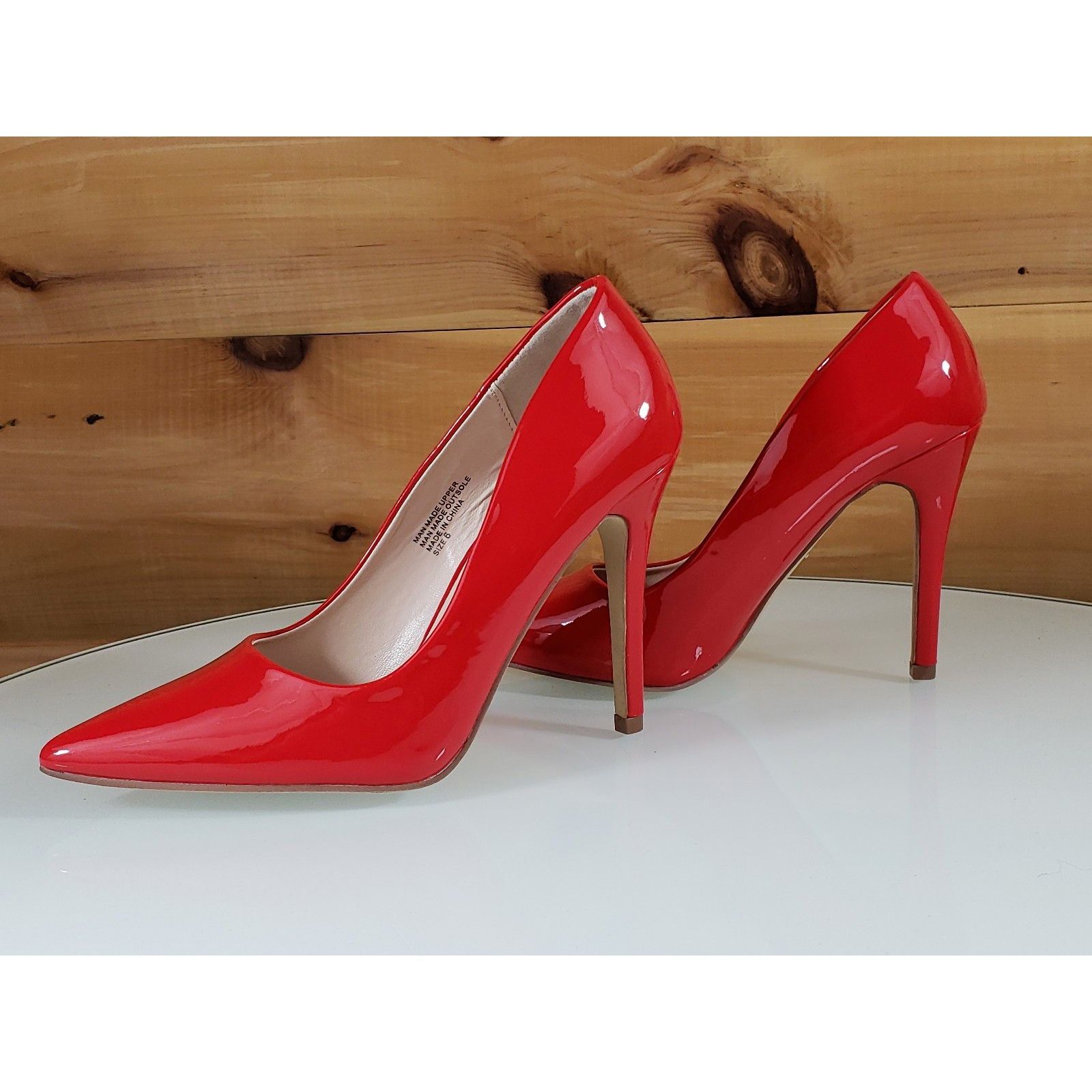 Other Red Cherry Gigi Red Patent Pointy Toe Pump Shoe 4" Stiletto Size US 7 / IT 37 - 4 Thumbnail