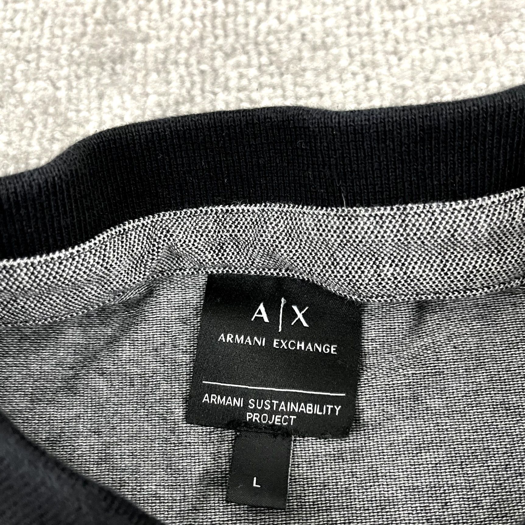 Armani Exchange ARMANI EXCHANGE Polo Shirt Men Large Gray You Me Us Contrast Collar Short Sleeve Size US L / EU 52-54 / 3 - 3 Thumbnail