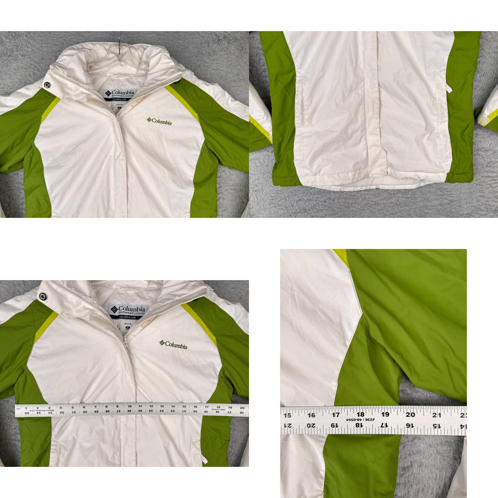 Rains Columbia Jacket Womens Medium Green White Water Resistant Hooded Full Zip Rain Size S / US 4 / IT 40 - 8 Thumbnail