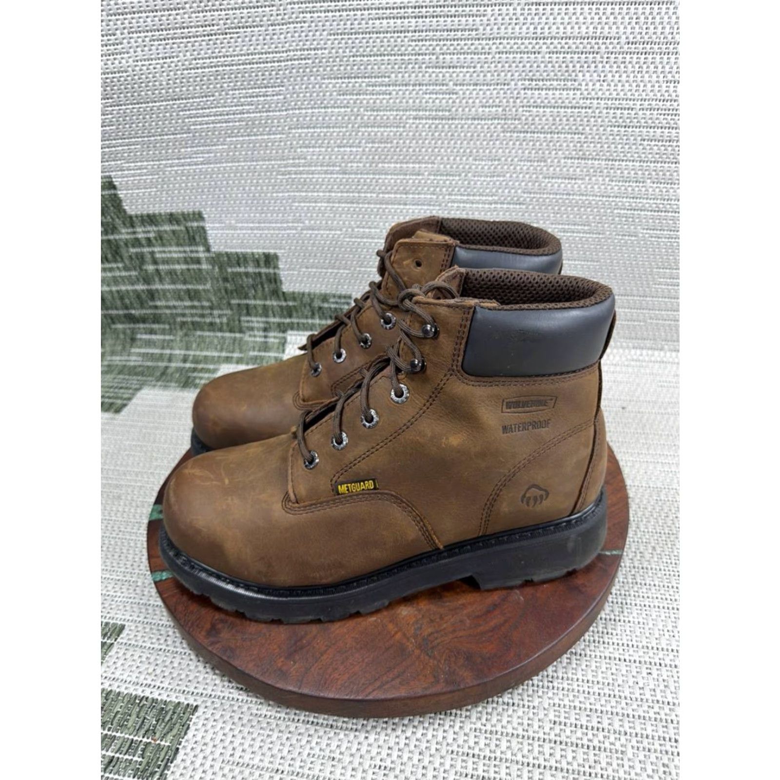 Vintage Wolverine Mens Work Boot Extra Wide 11 Brown Leather McKay Steel Toe Ankle Shoe Size US 11 / EU 44 - 3 Thumbnail