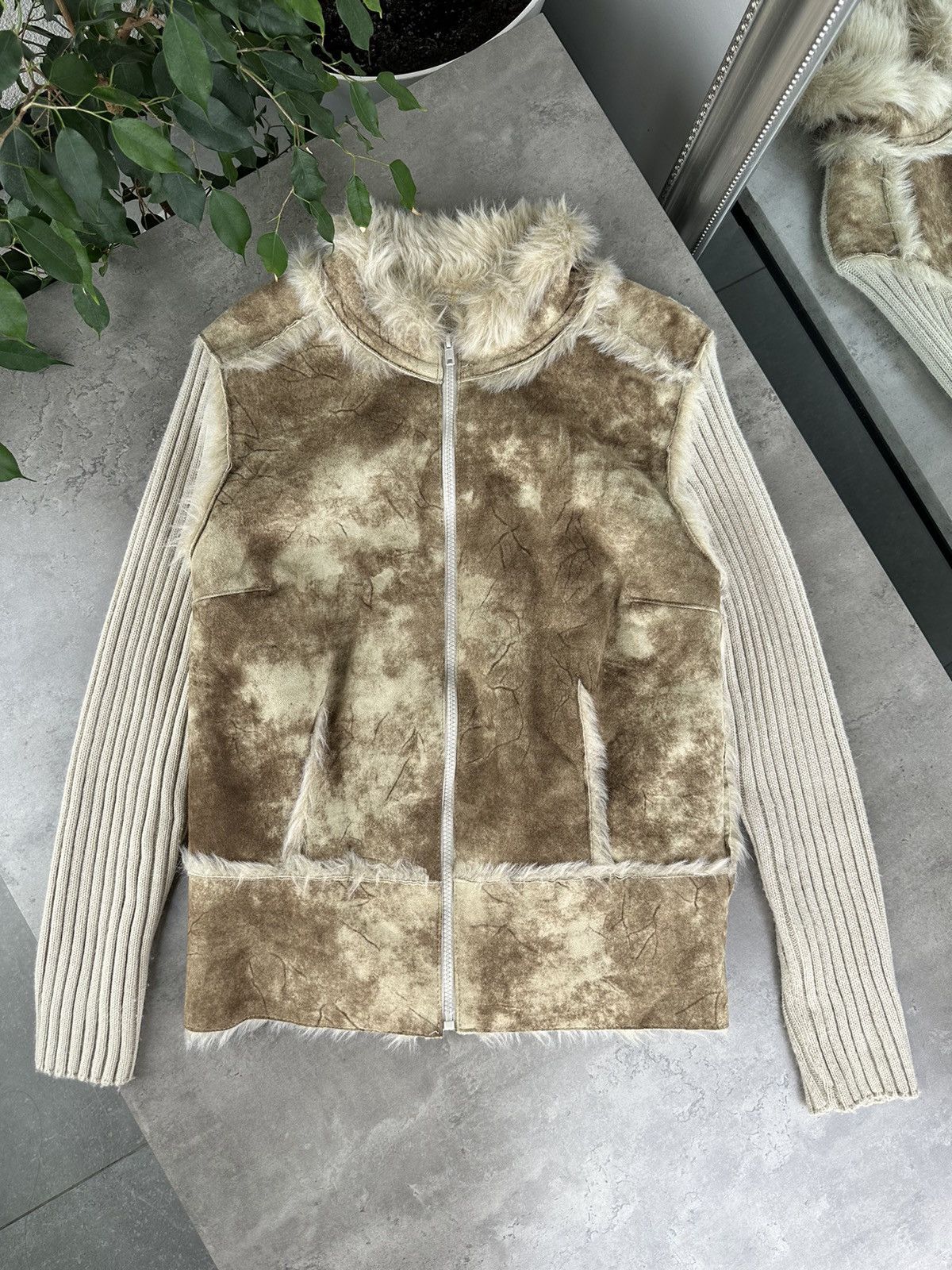 Vintage Knit Jacket With Faux Fur