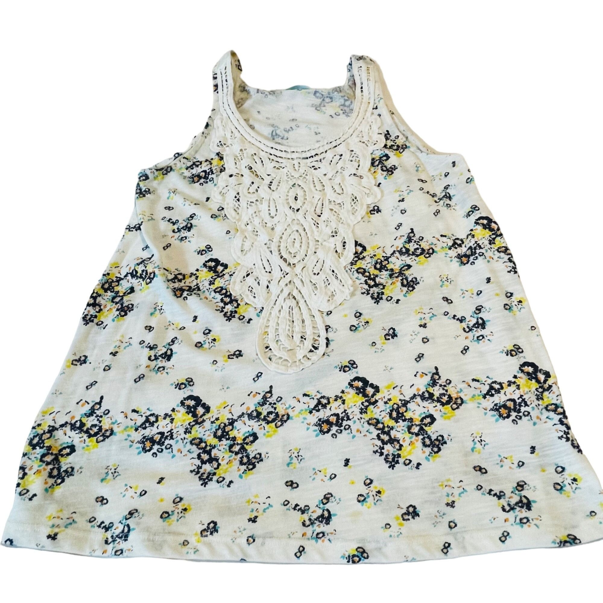 Other Maurices Floral Lace Front Tank Top M White & Yellow Polyest Size M / US 6-8 / IT 42-44 - 5 Thumbnail