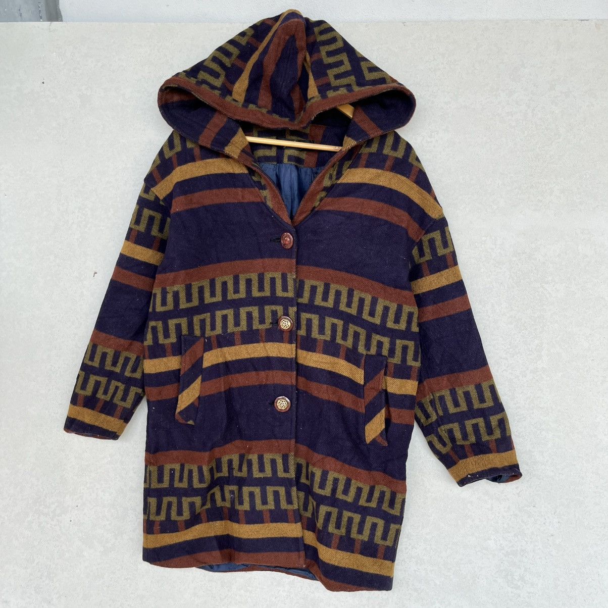 Other Vintage Multicoloured Patterned Hooded Coat Size XL Size US XL / EU 56 / 4 - 2 Thumbnail