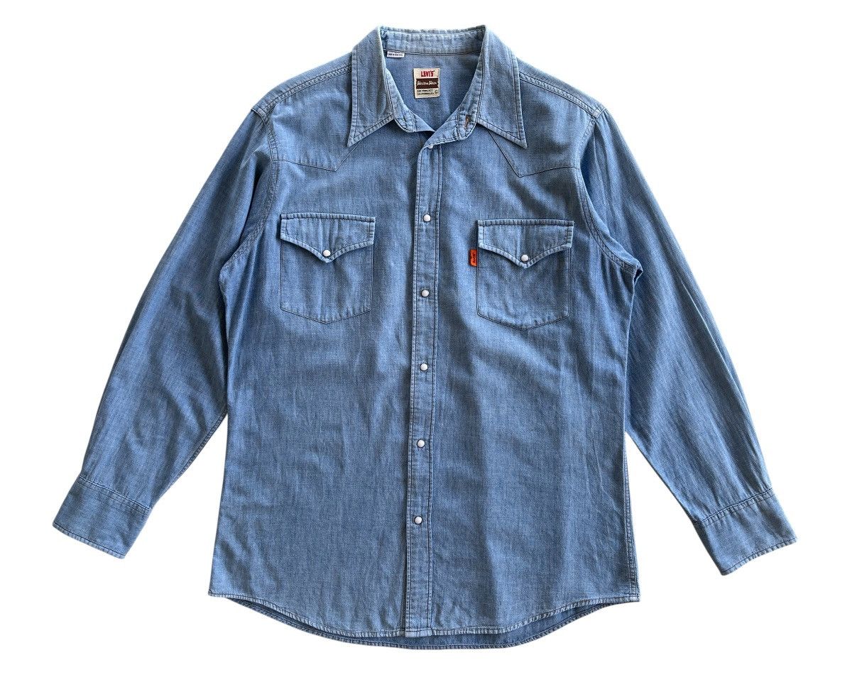 Levi's Vintage Clothing Levis Orange Tab Western Denim Shirt Size US L / EU 52-54 / 3 - 2 Thumbnail