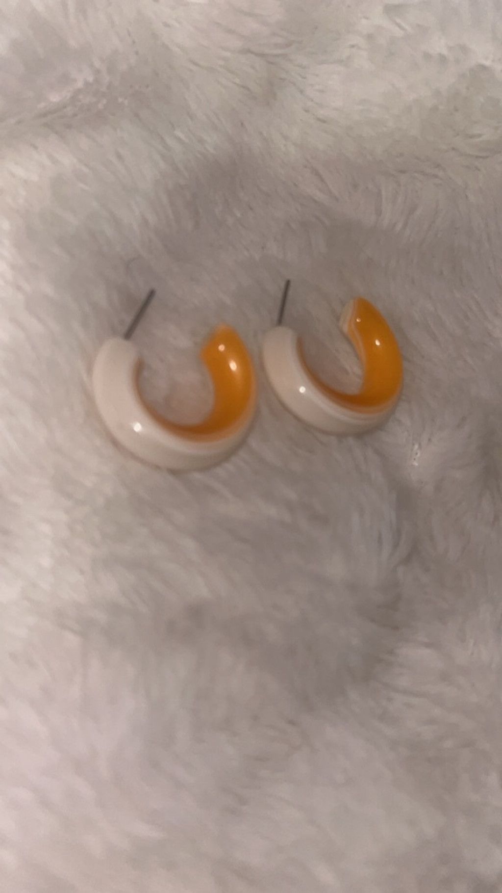 The Unbranded Brand Women's Unbranded Orange White Hoop Earrings One Size Size ONE SIZE - 2 Thumbnail