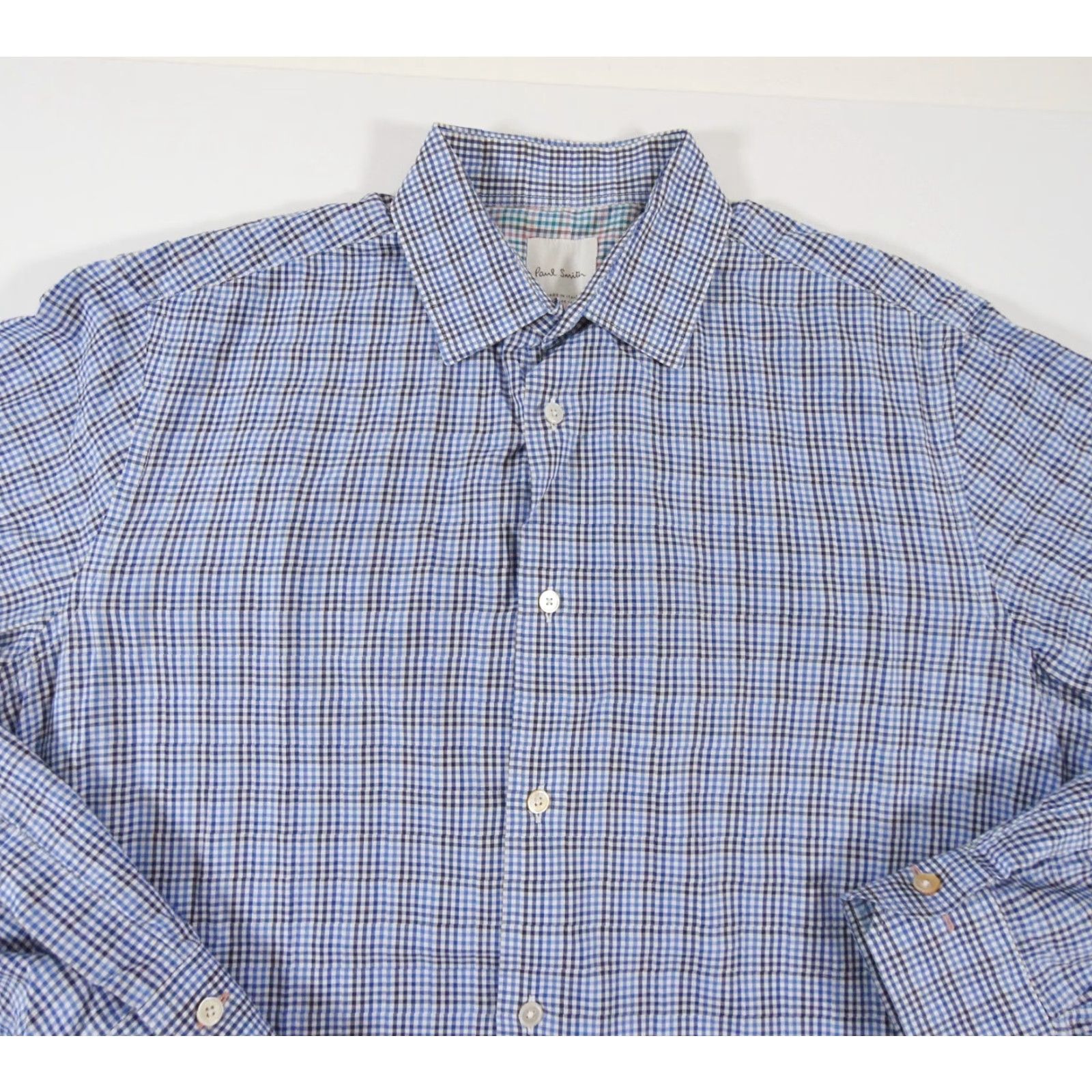 Paul Smith VINTAGE Paul Smith Shirt Mens 16" Blue Button Up Long Sleeve Gingham Check Business Work Size US L / EU 52-54 / 3 - 2 Thumbnail