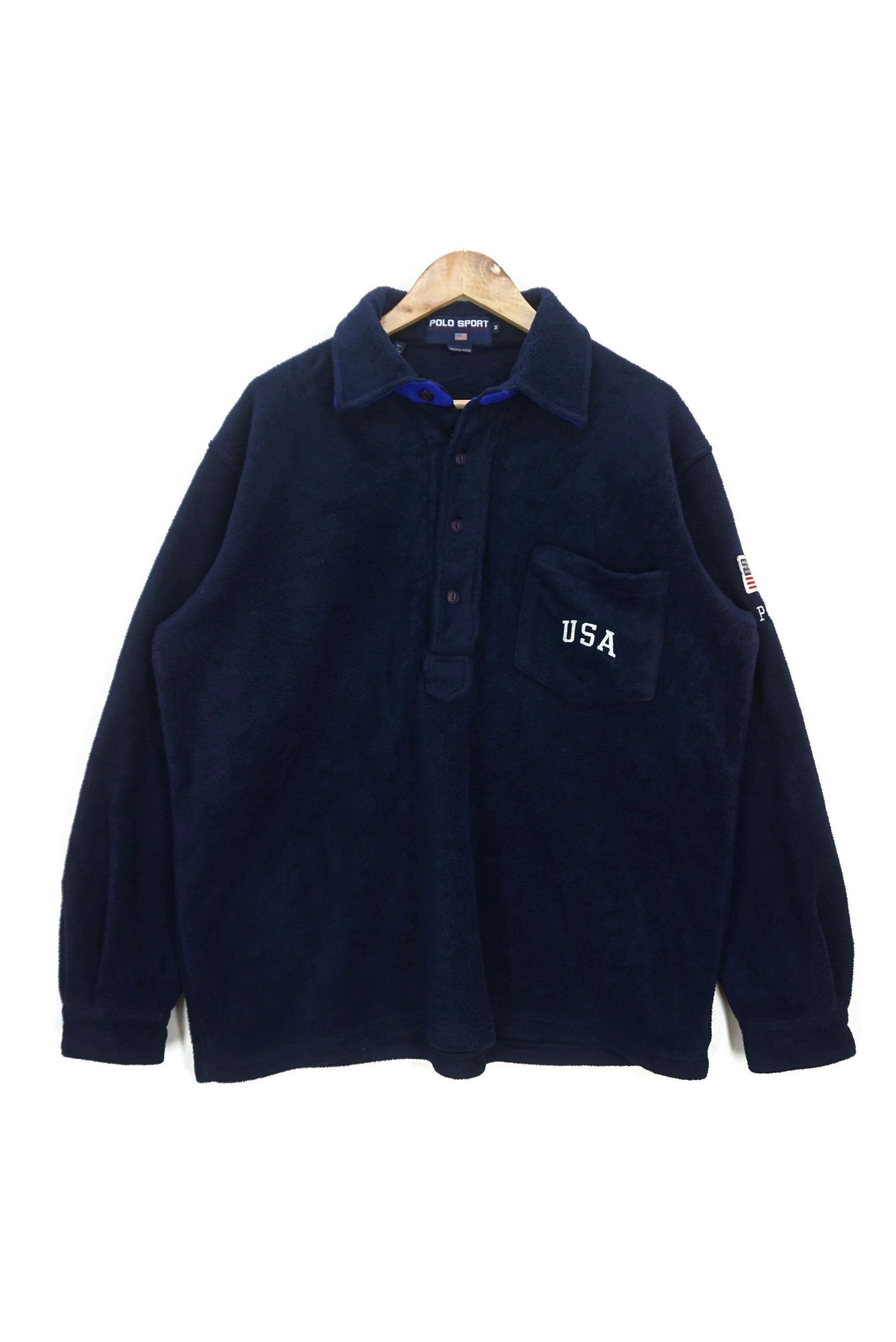 Polo Ralph Lauren Vintage Polo USA Fleece Shirt Polo Sport Baggy Throwshirt Size US M / EU 48-50 / 2 - 1 Thumbnail